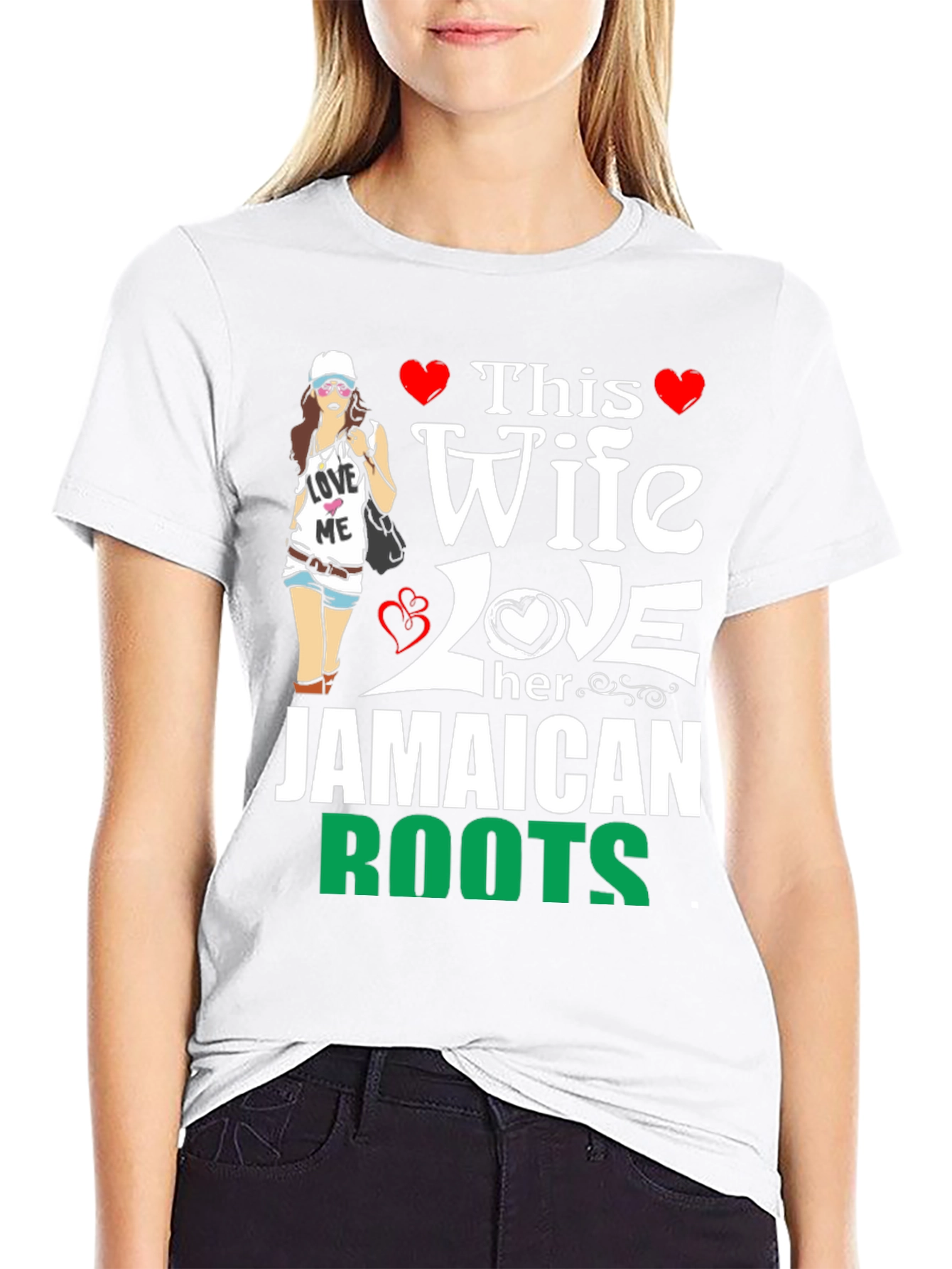 Jamaican Roots Wife Novelty T-Shirt