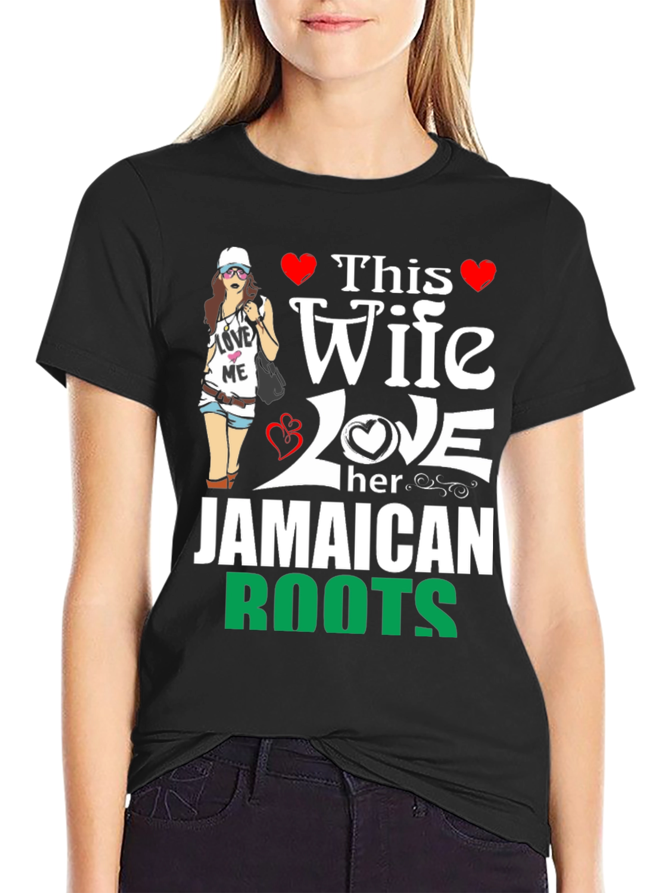 Jamaican Roots Wife Novelty T-Shirt