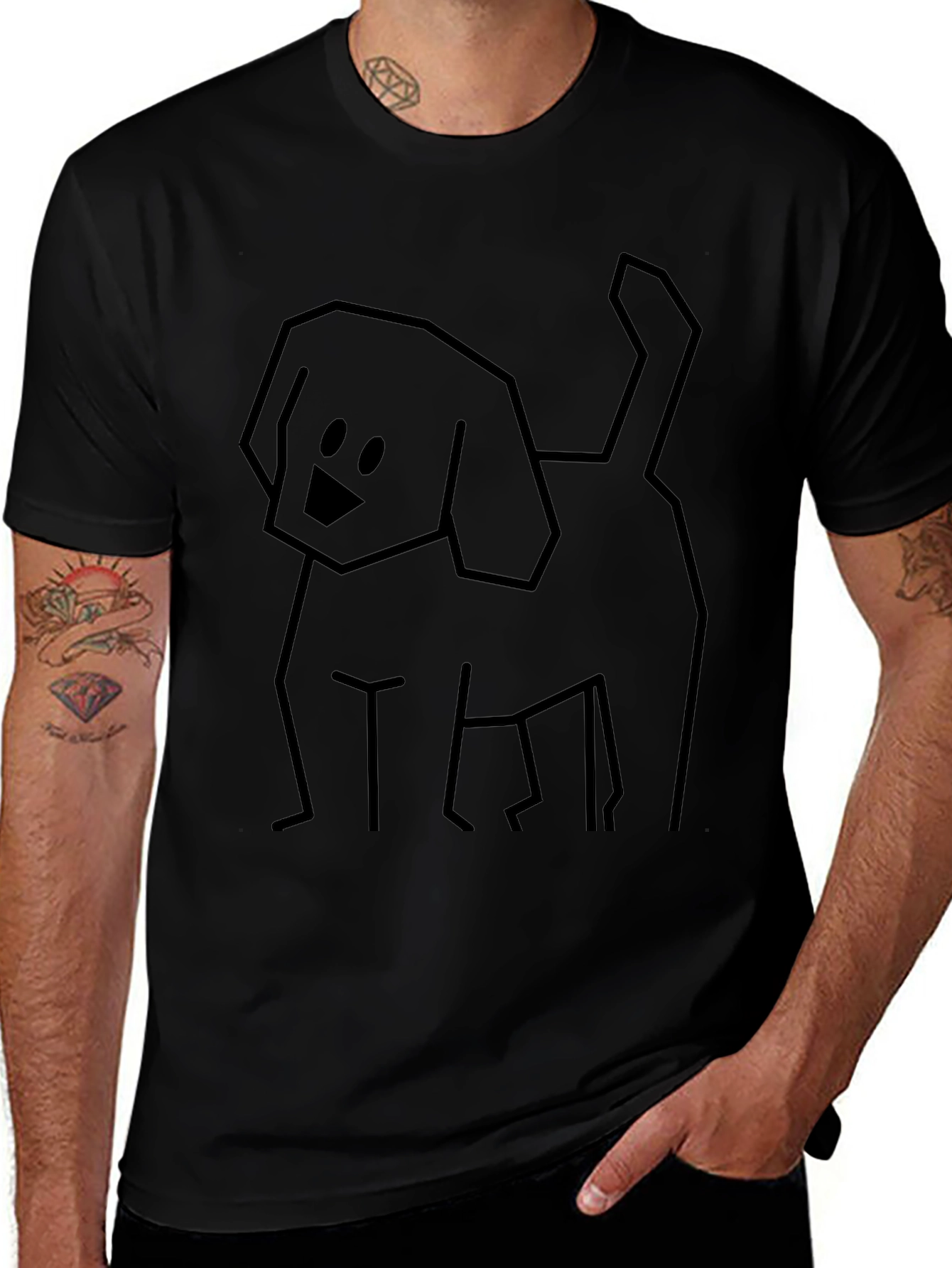 Minimalist Dog Graphic Tee - Black