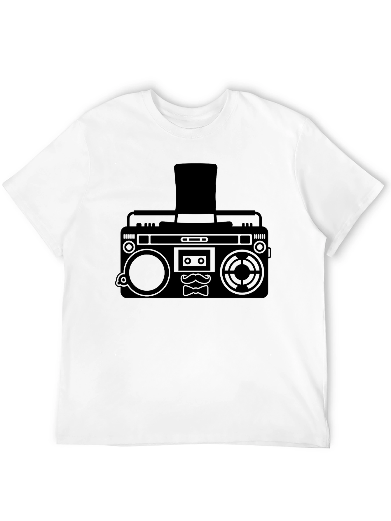 Retro Boombox Top Hat Mustache T-Shirt