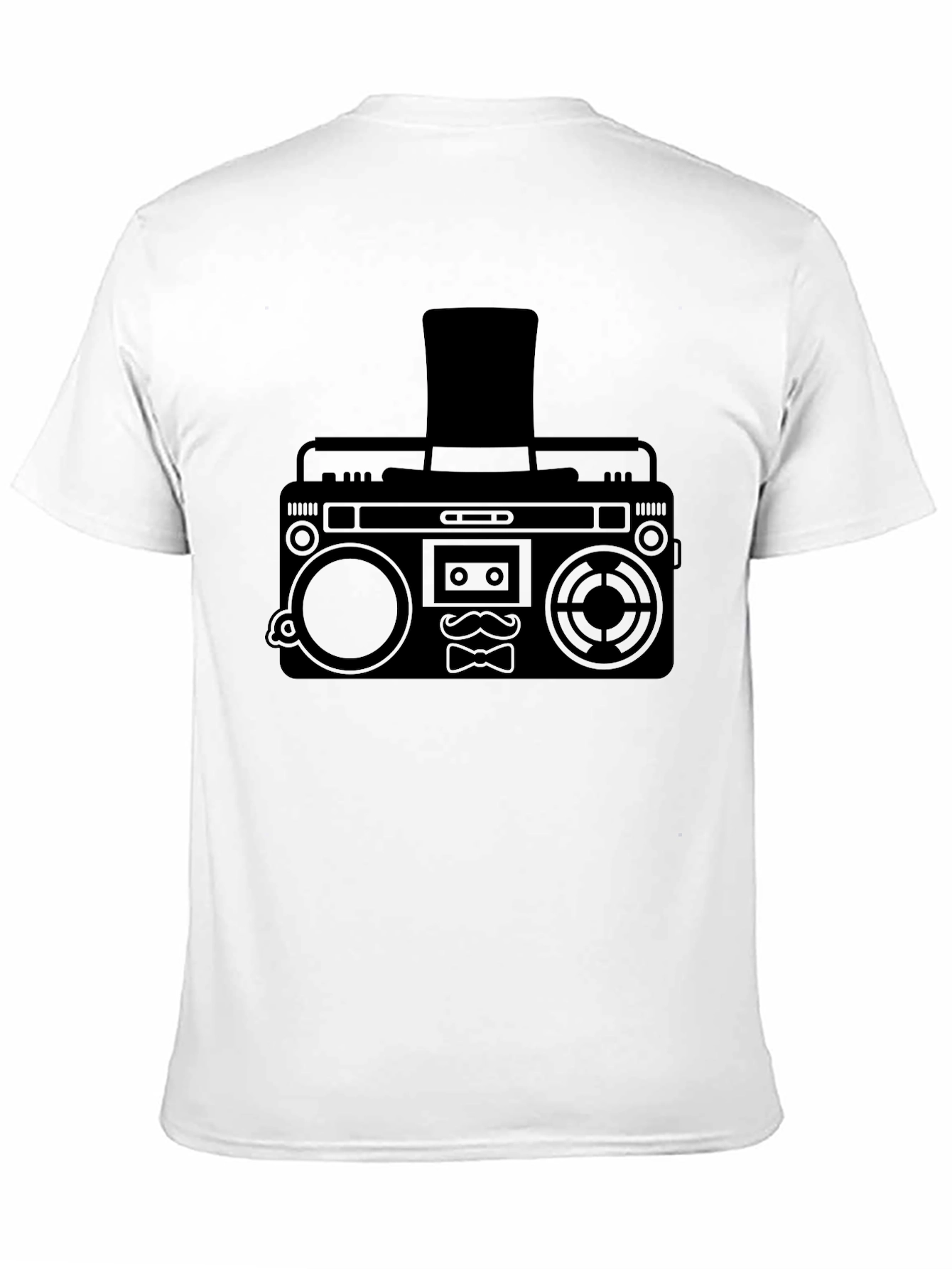 Retro Boombox Top Hat Mustache T-Shirt