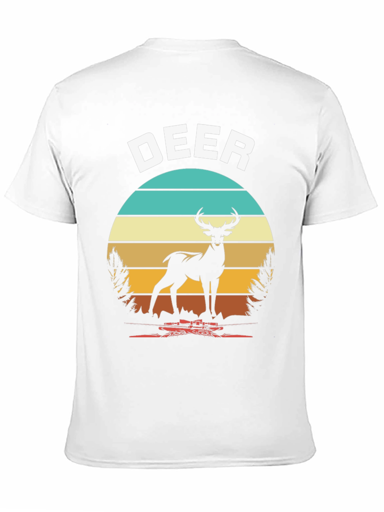 Deer Graphic Tee Retro Sunset Design