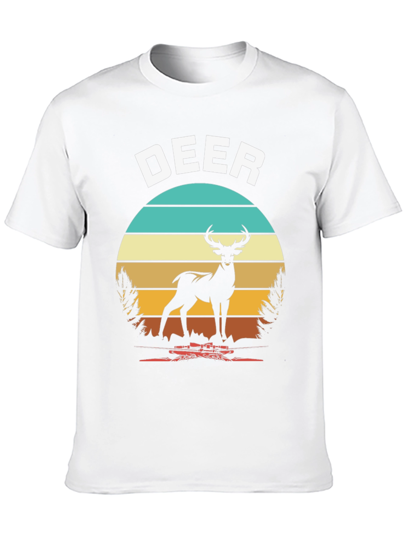 Deer Graphic Tee Retro Sunset Design