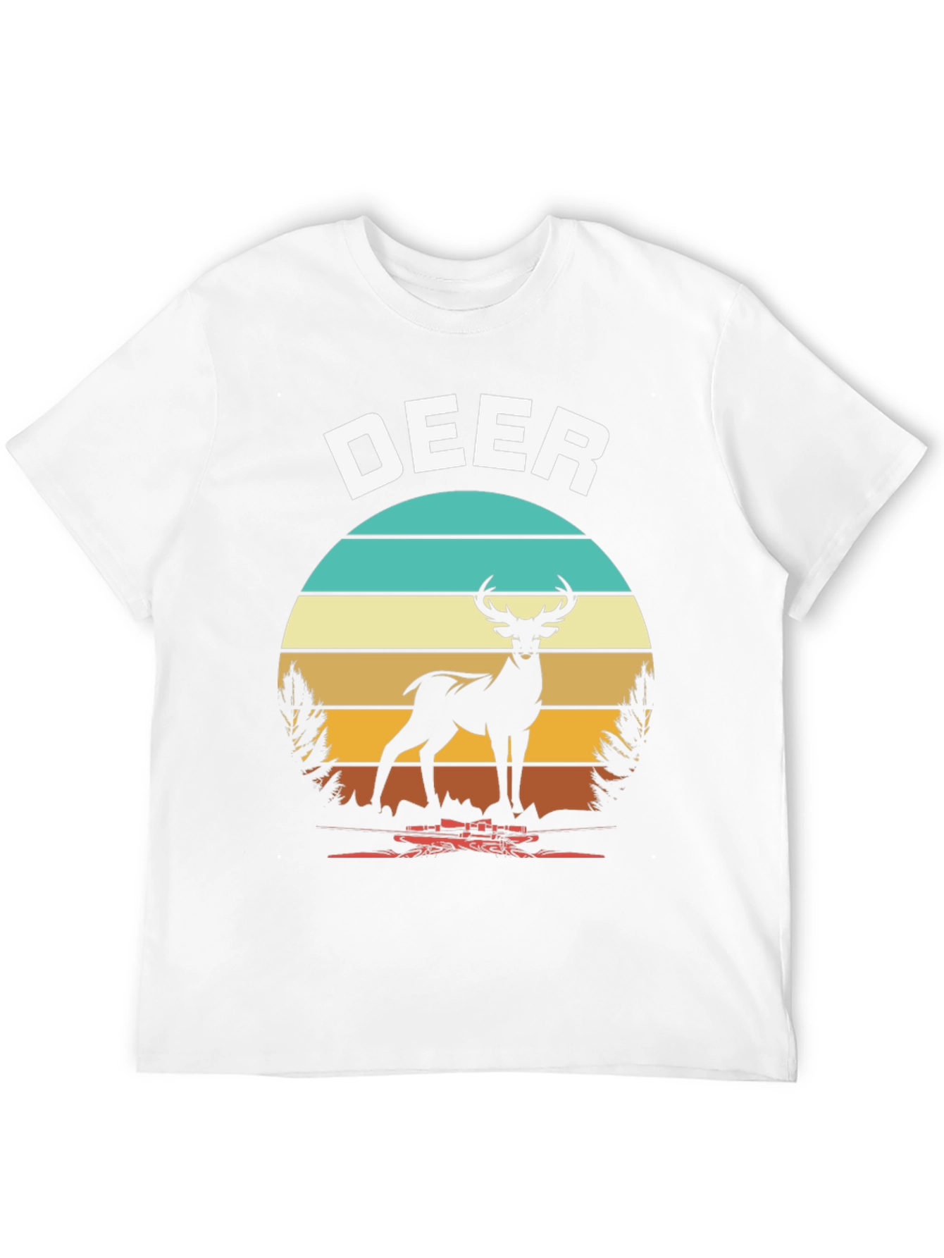 Deer Graphic Tee Retro Sunset Design
