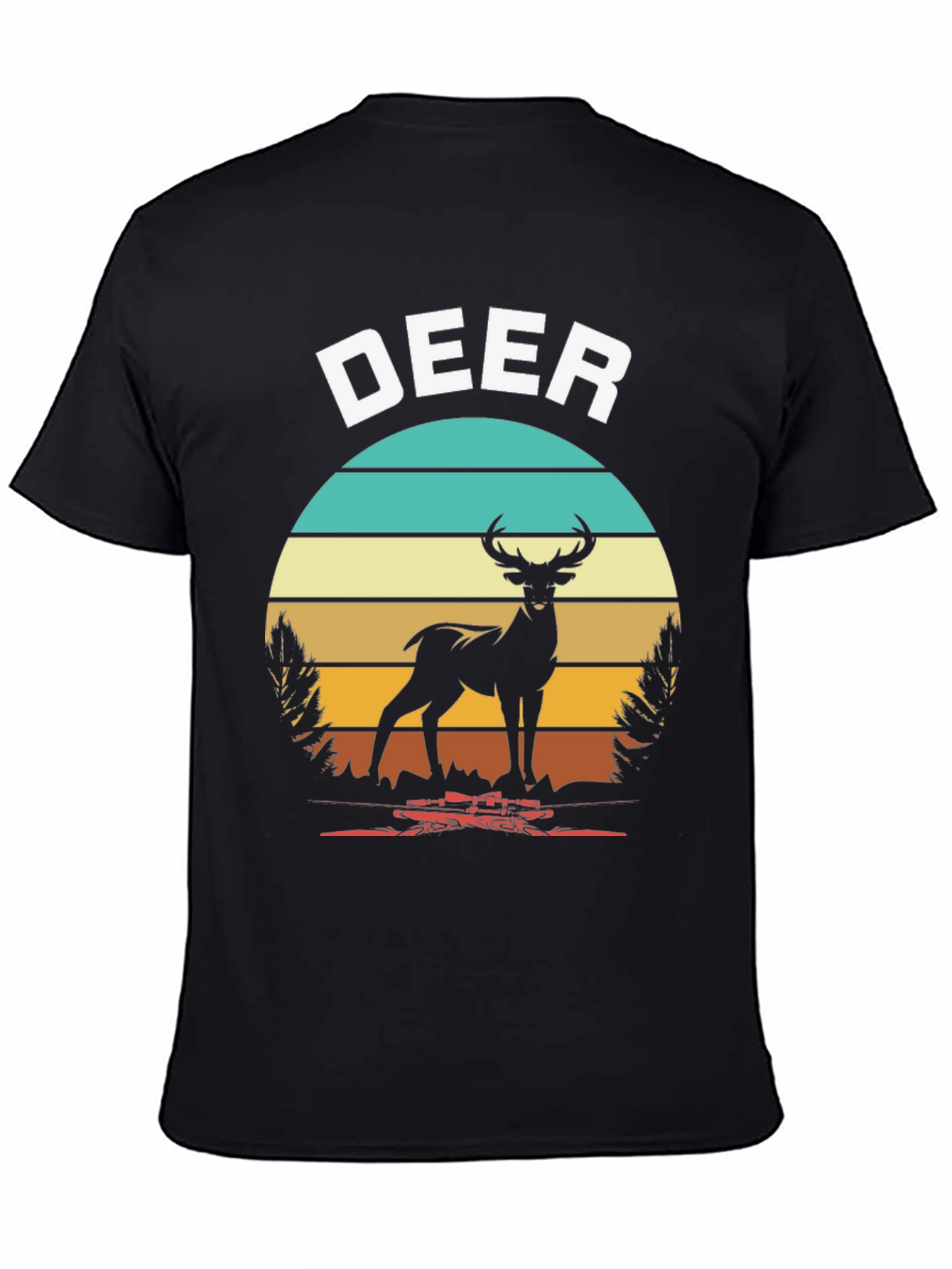 Deer Graphic Tee Retro Sunset Design