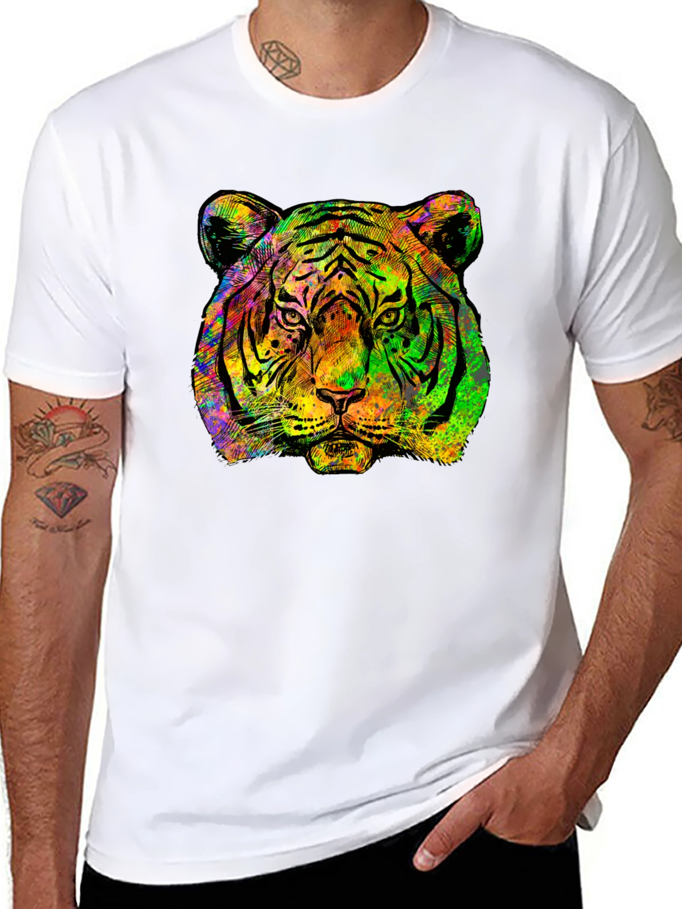 Cool Tiger Graphic Tee - Mens Black T-Shirt