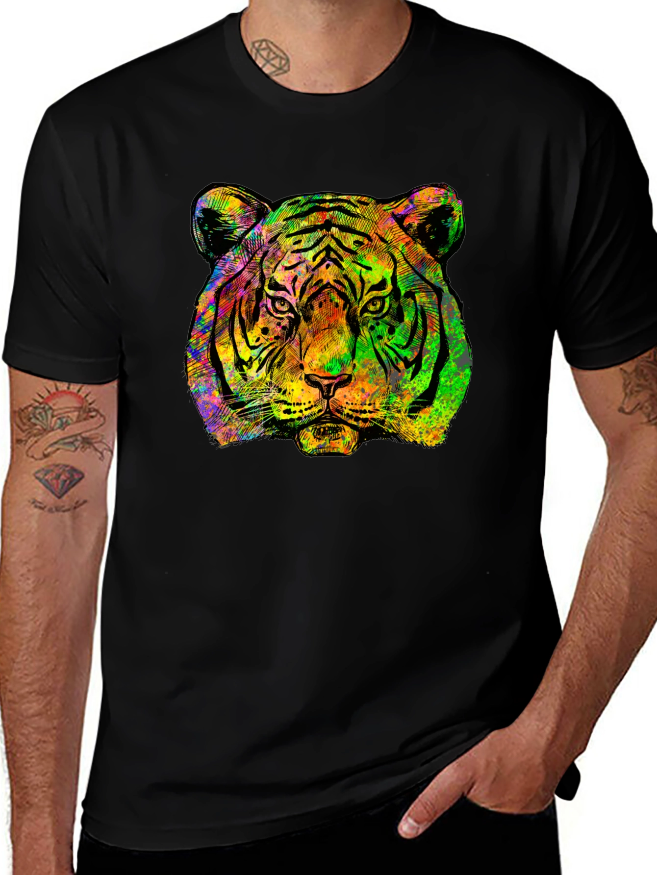 Cool Tiger Graphic Tee - Mens Black T-Shirt
