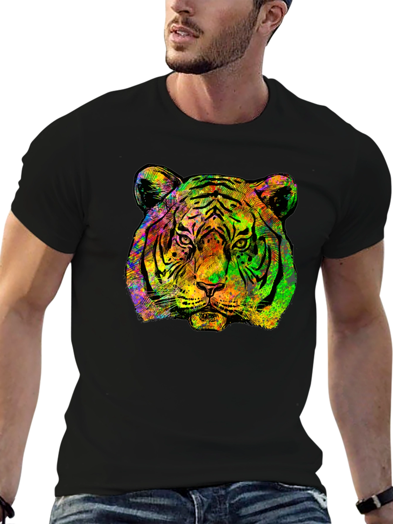 Cool Tiger Graphic Tee - Mens Black T-Shirt