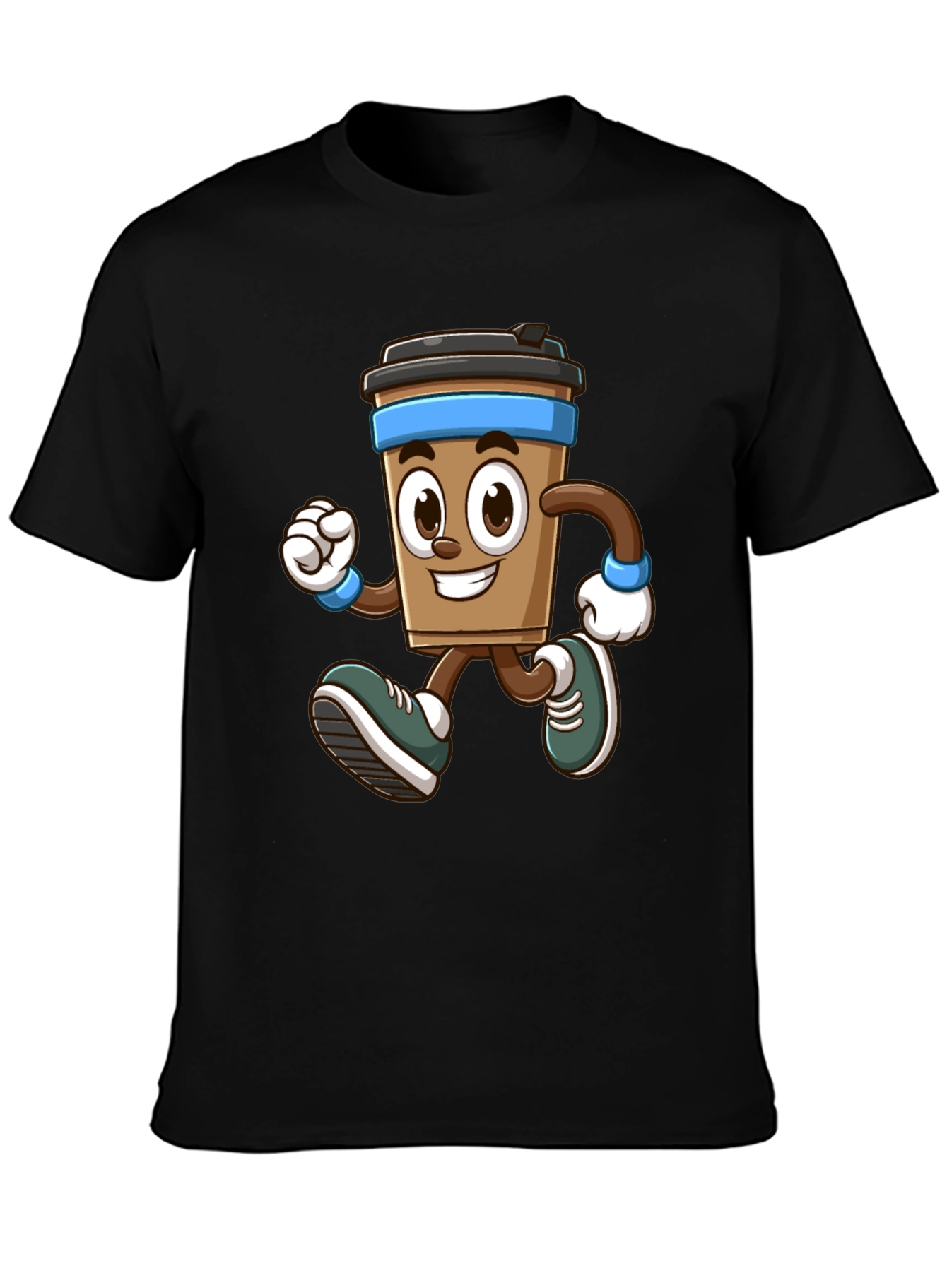 Funny Running Coffee Cup Graphic T-Shirt