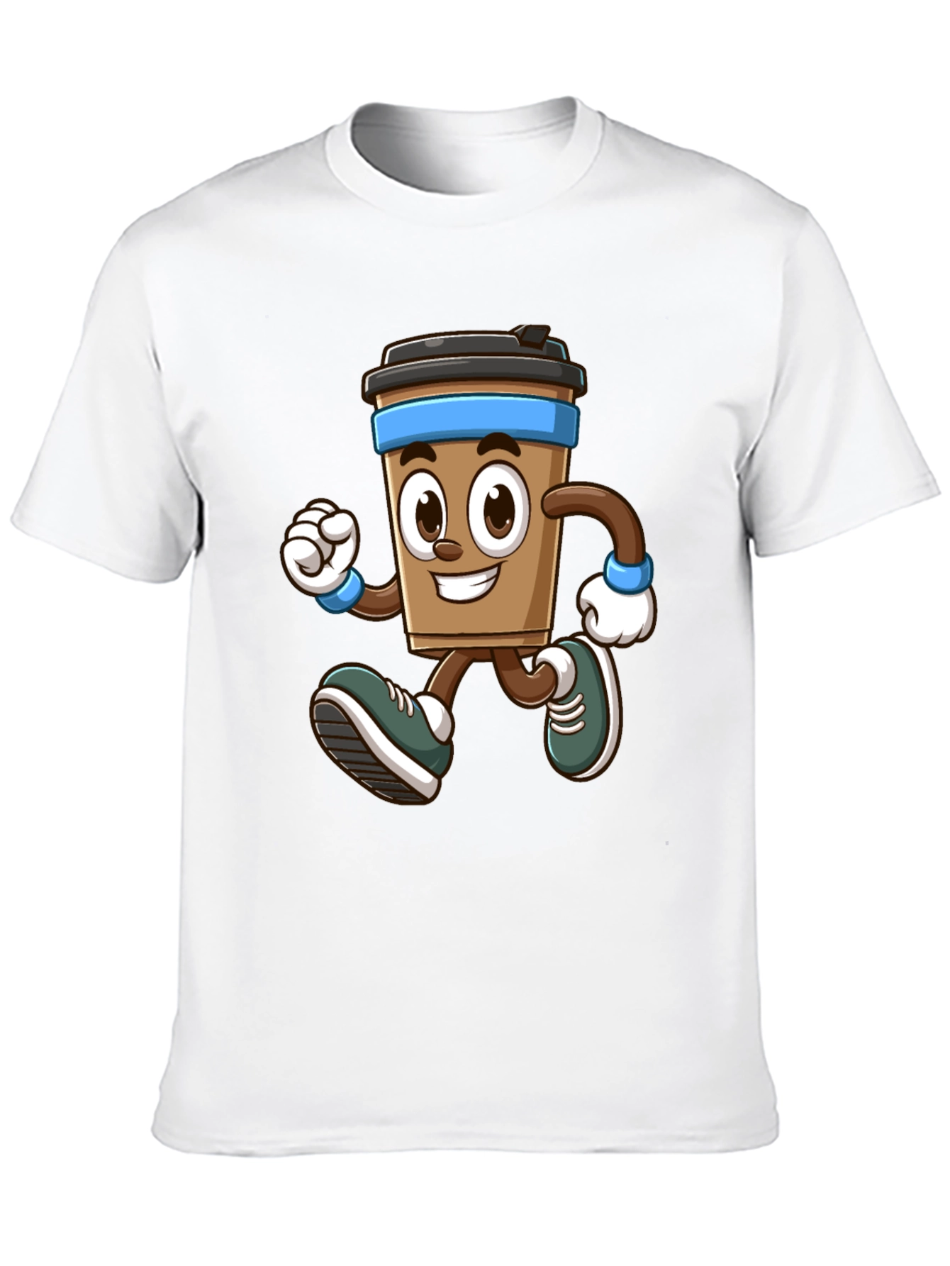 Funny Running Coffee Cup Graphic T-Shirt