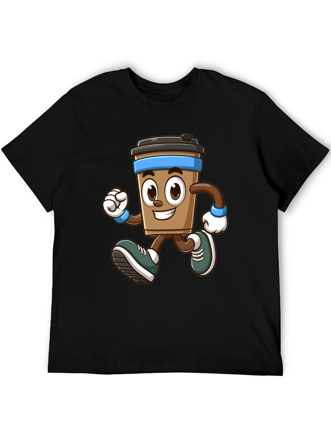Funny Running Coffee Cup Graphic T-Shirt