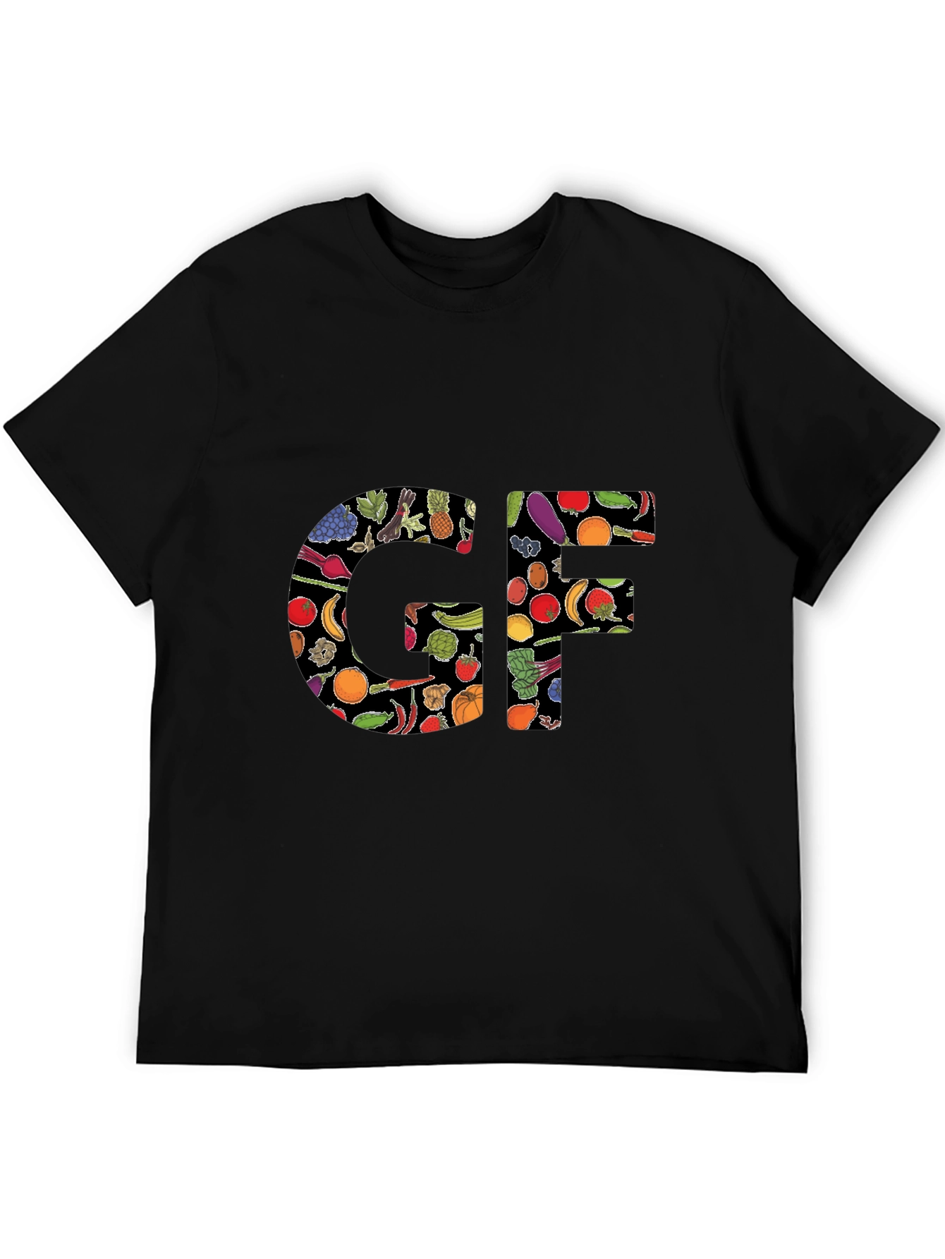 Gluten-Free GF Food Pattern Black T-Shirt