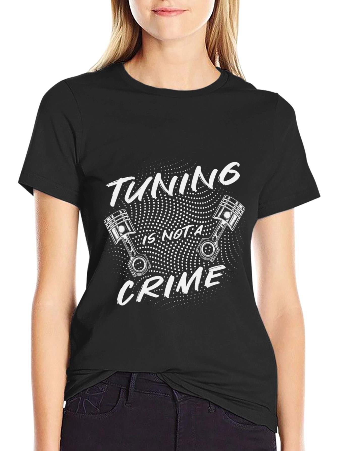 Tuning Is Not A Crime Black Graphic Tee