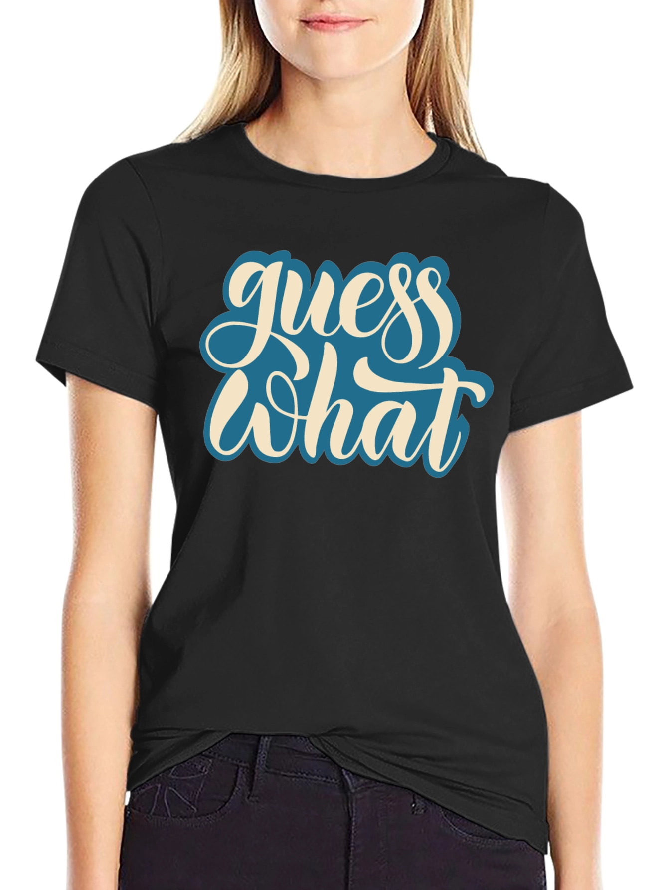 Guess What Black Graphic Tee - Casual Comfort