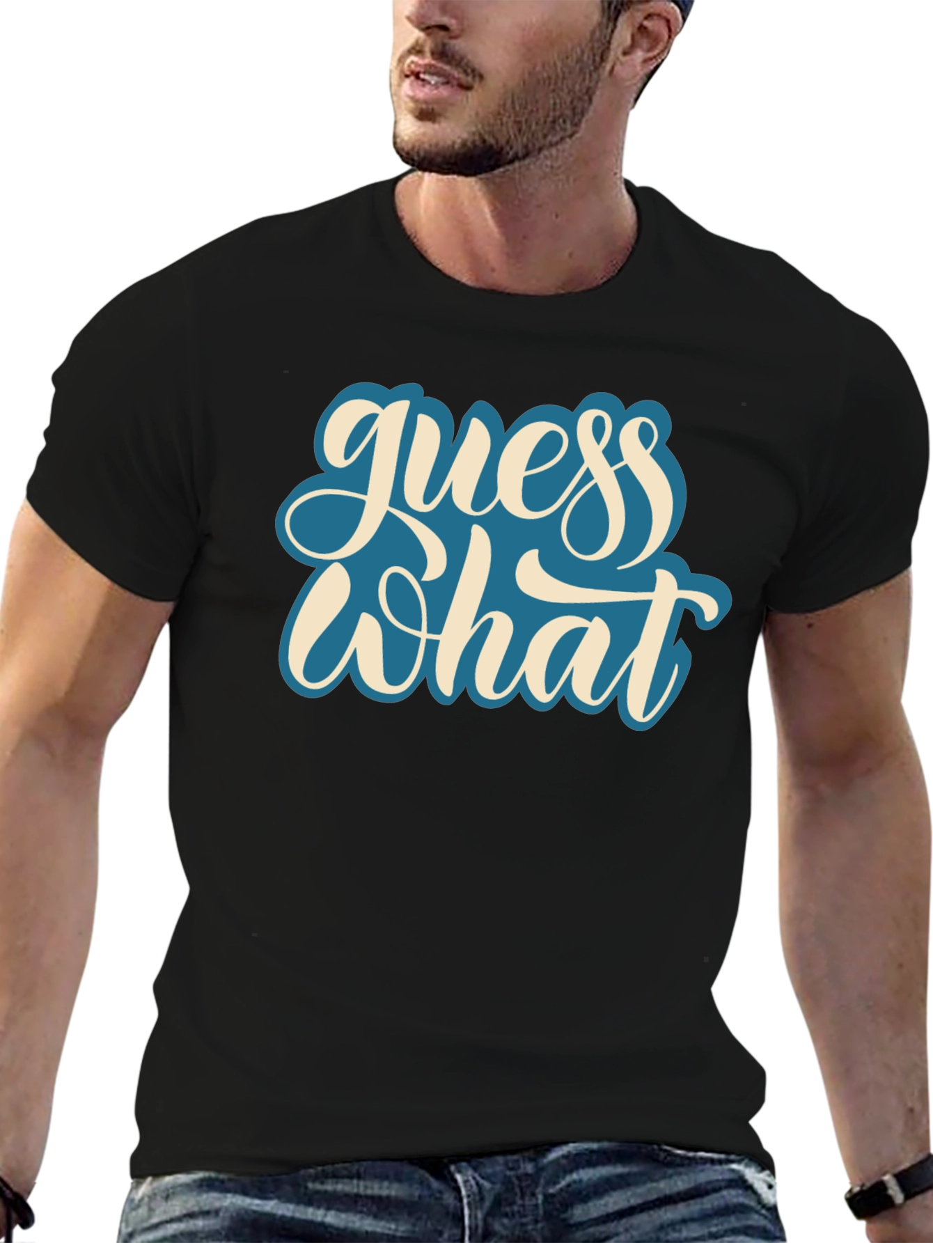 Guess What Black Graphic Tee - Casual Comfort