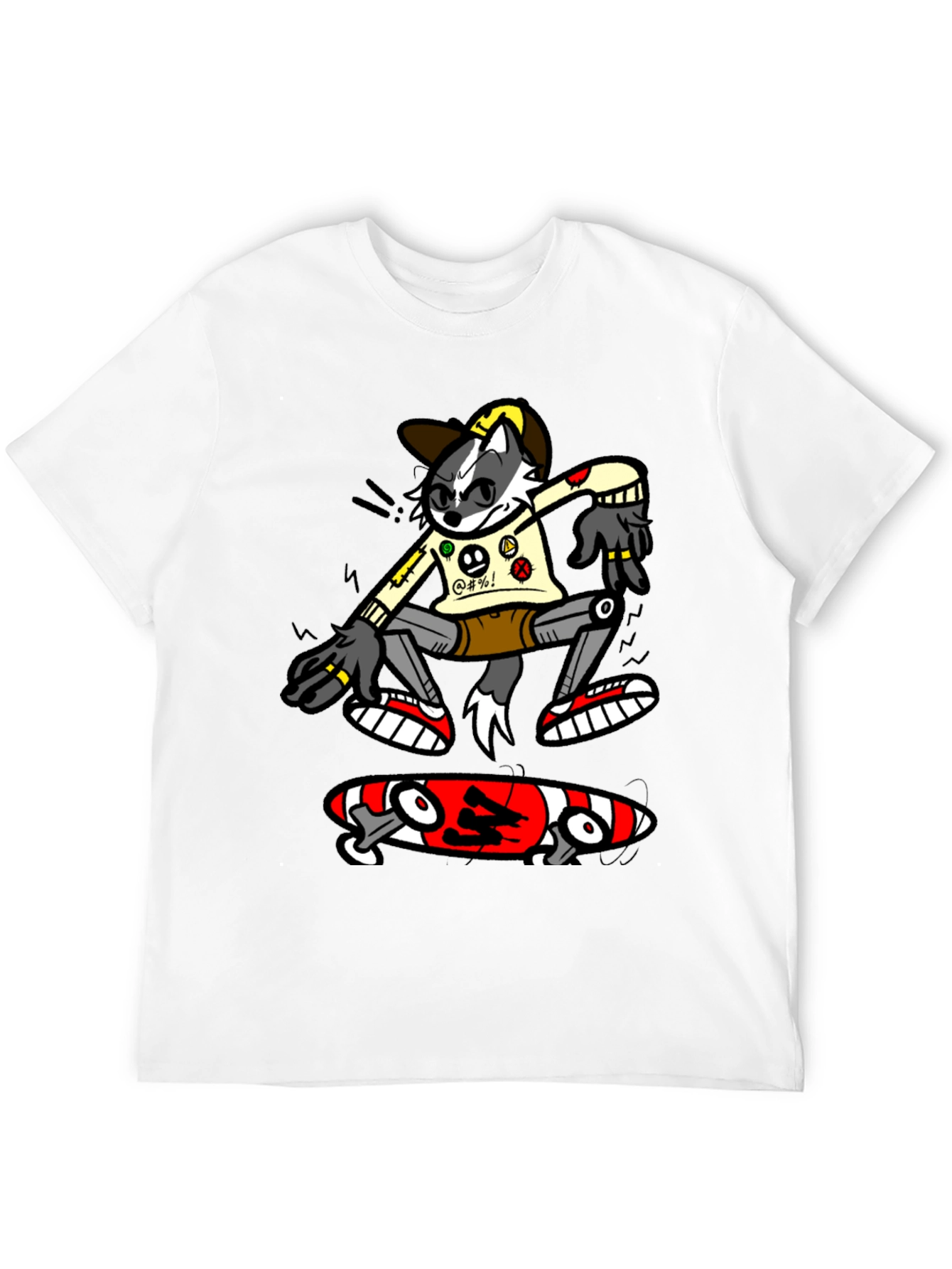 Cool Cartoon Skater Graphic Tee - Black Cotton T-Shirt