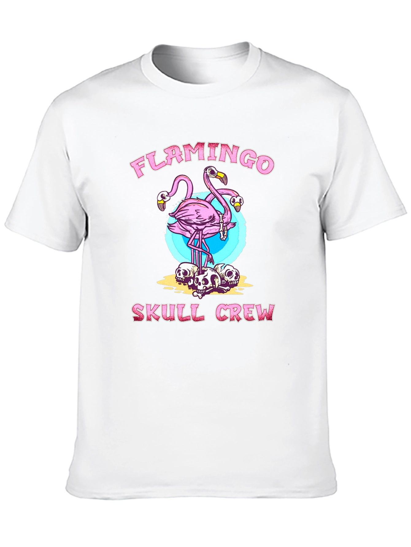 Flamingo Skull Crew Graphic T-Shirt