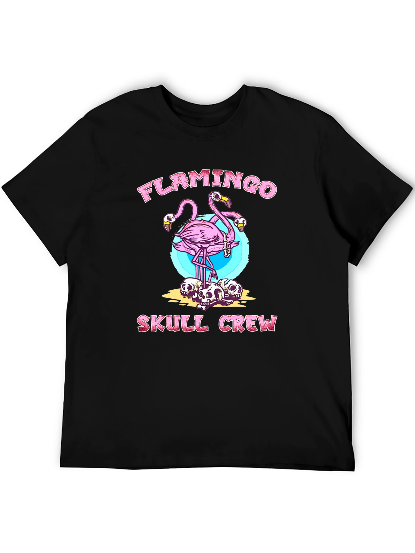 Flamingo Skull Crew Graphic T-Shirt