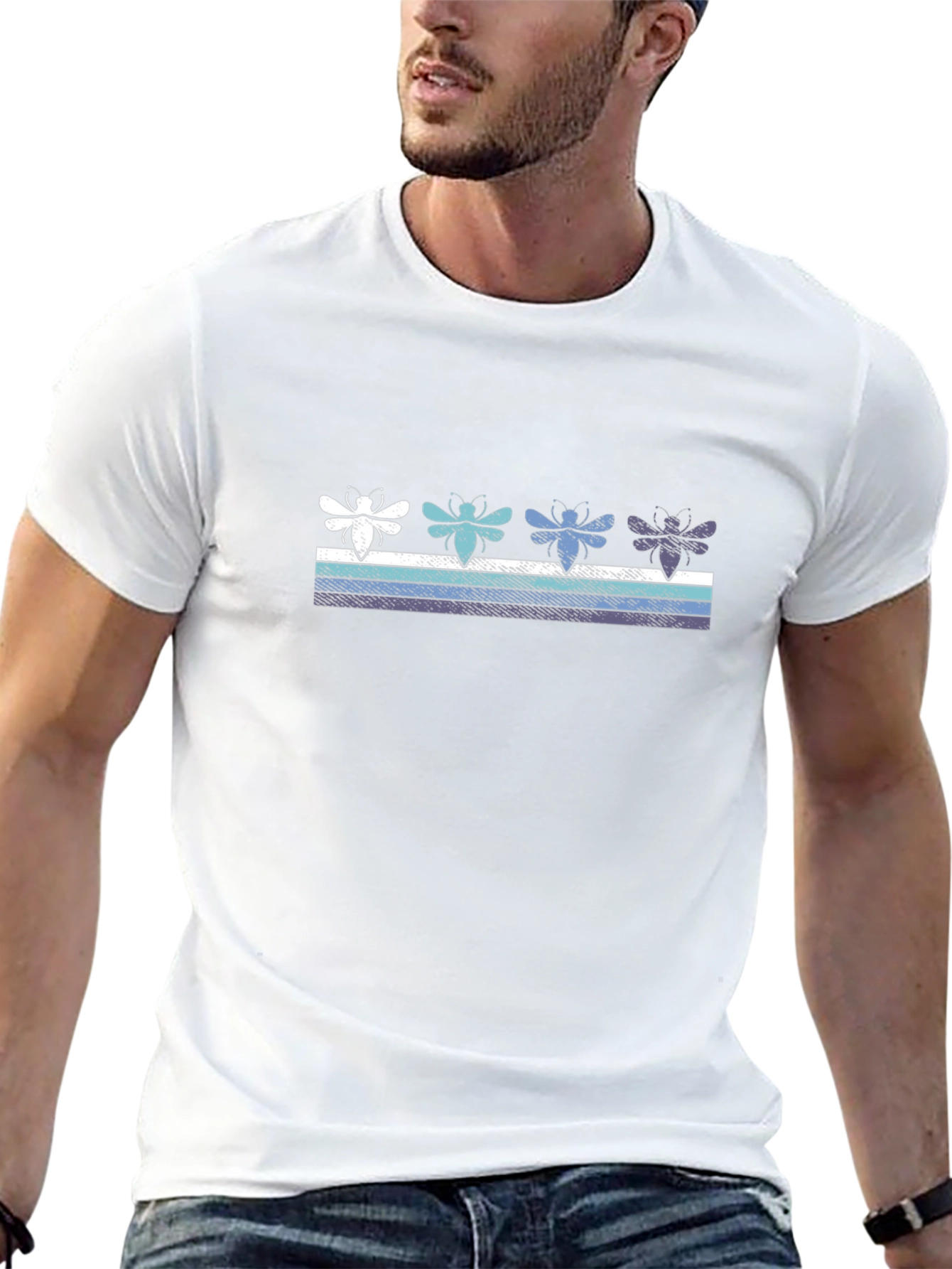Retro Bee Striped T-Shirt - Unisex Casual Tee