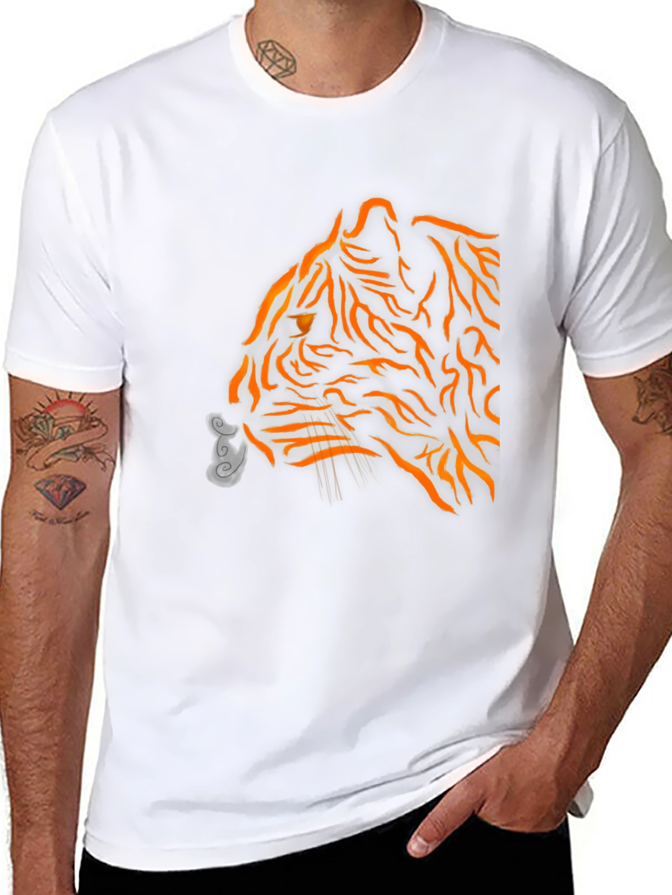 Mens Black Tiger Graphic Tee