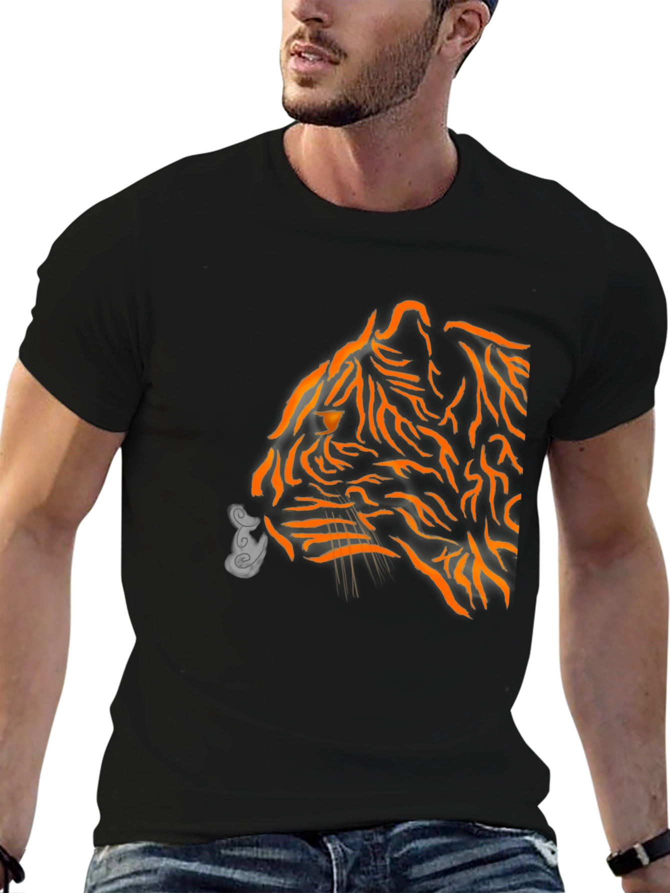 Mens Black Tiger Graphic Tee