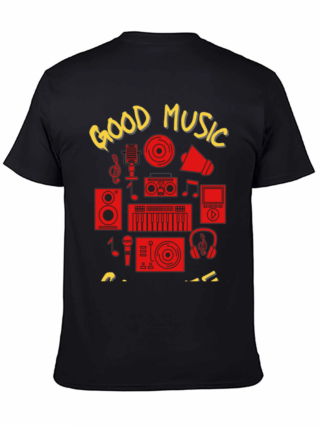Good Music Graphic Print Black T-Shirt