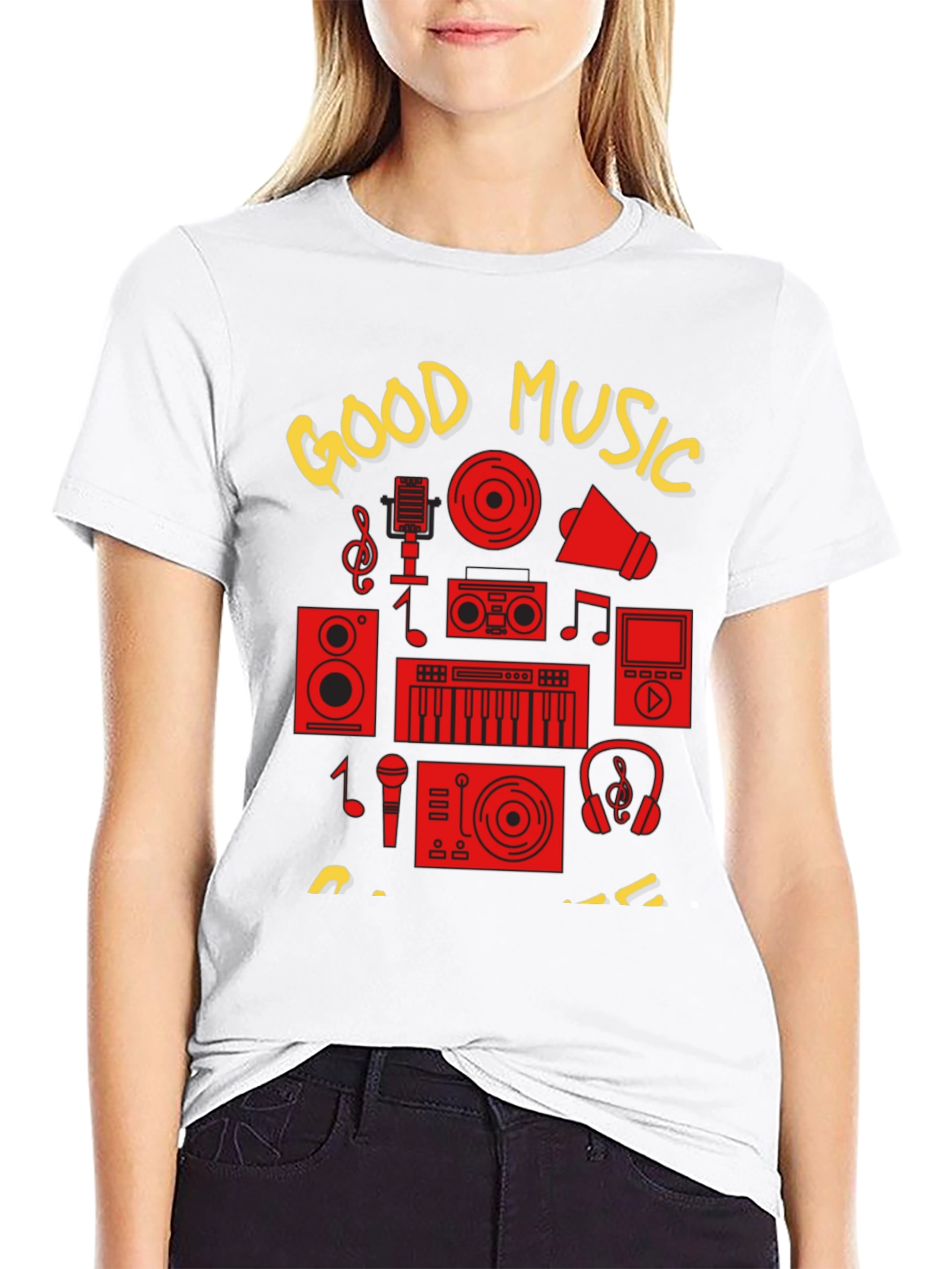Good Music Graphic Print Black T-Shirt