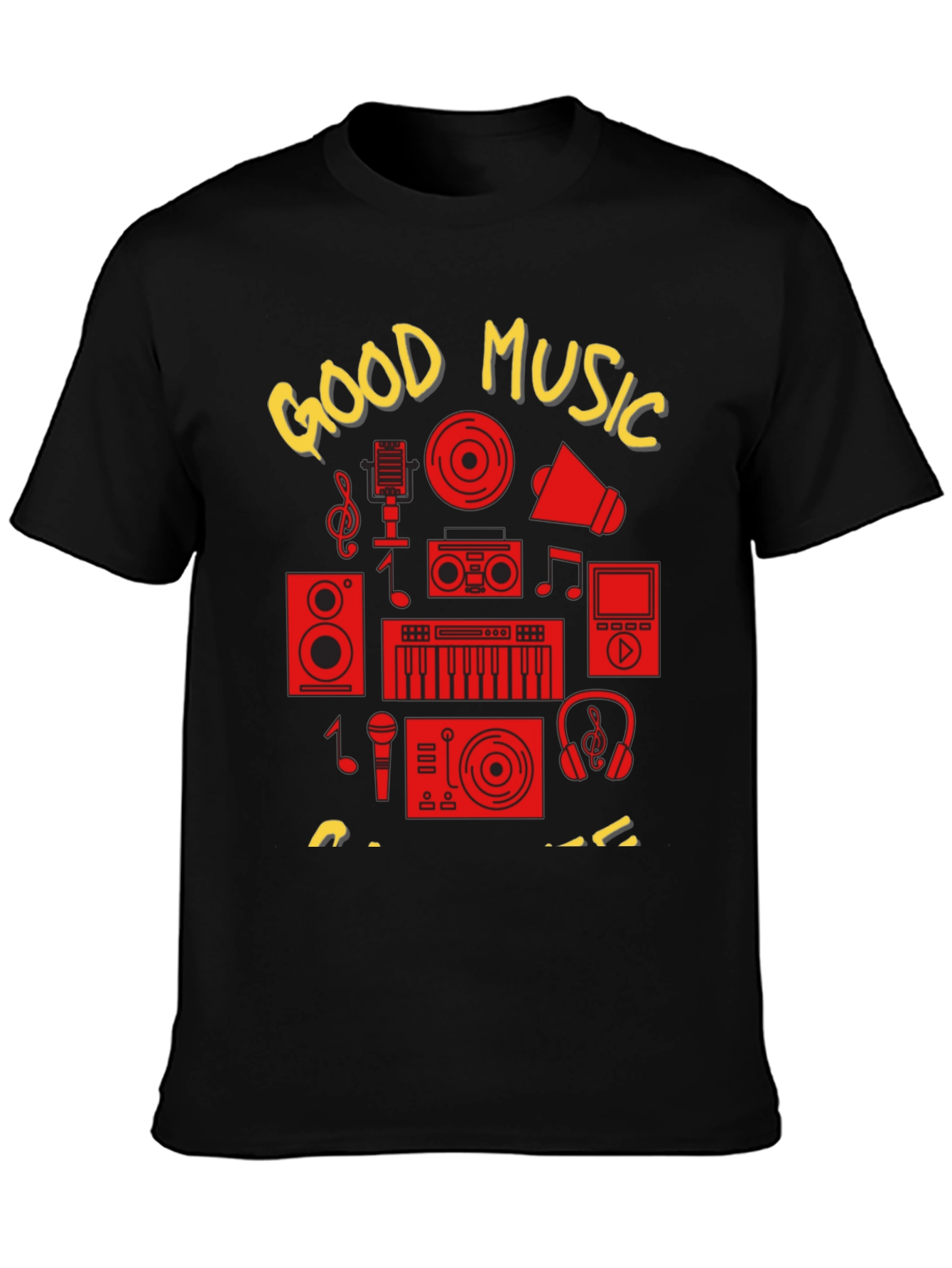 Good Music Graphic Print Black T-Shirt