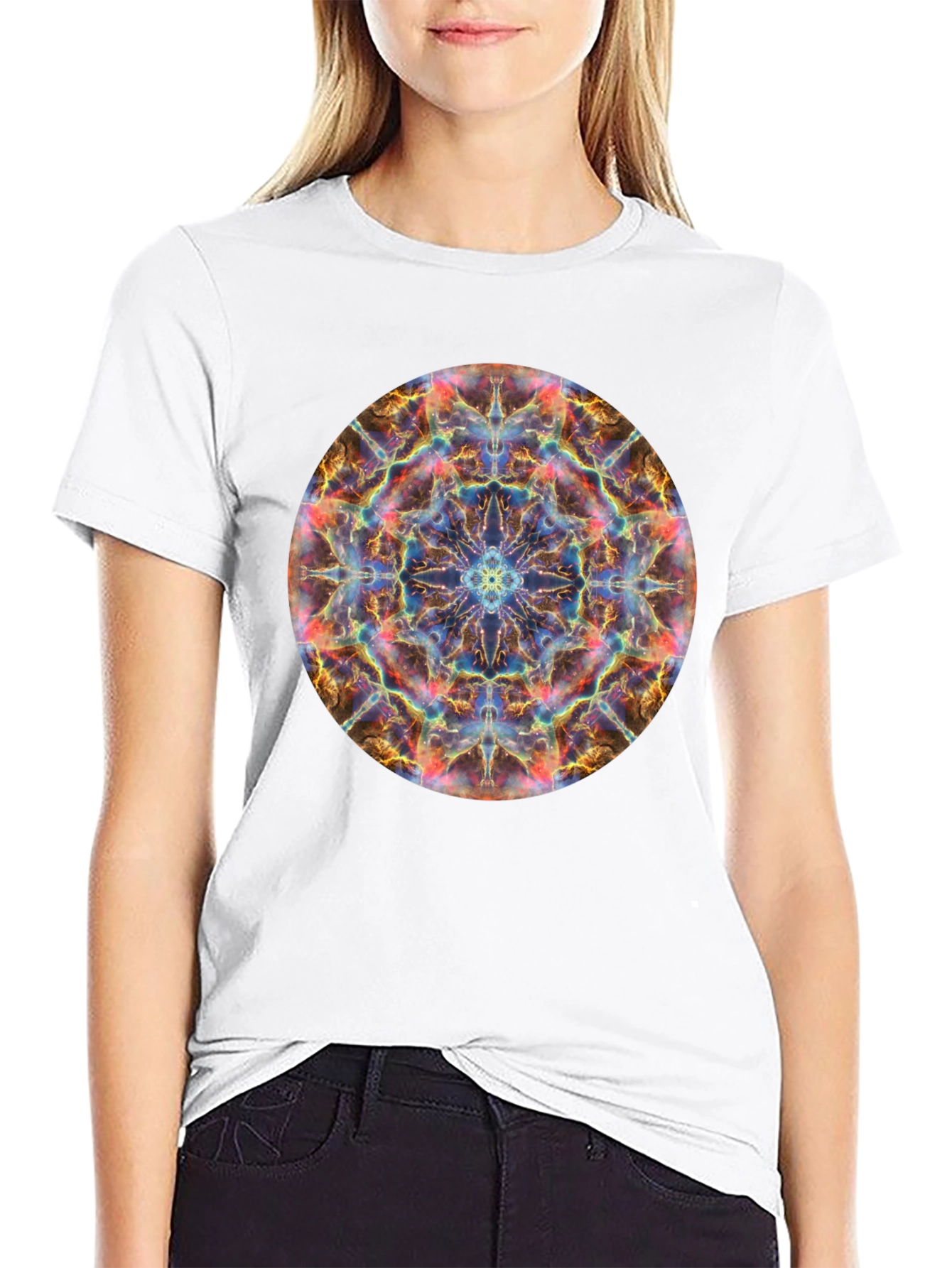 Nebula Mandala Graphic T-Shirt - Cosmic Design