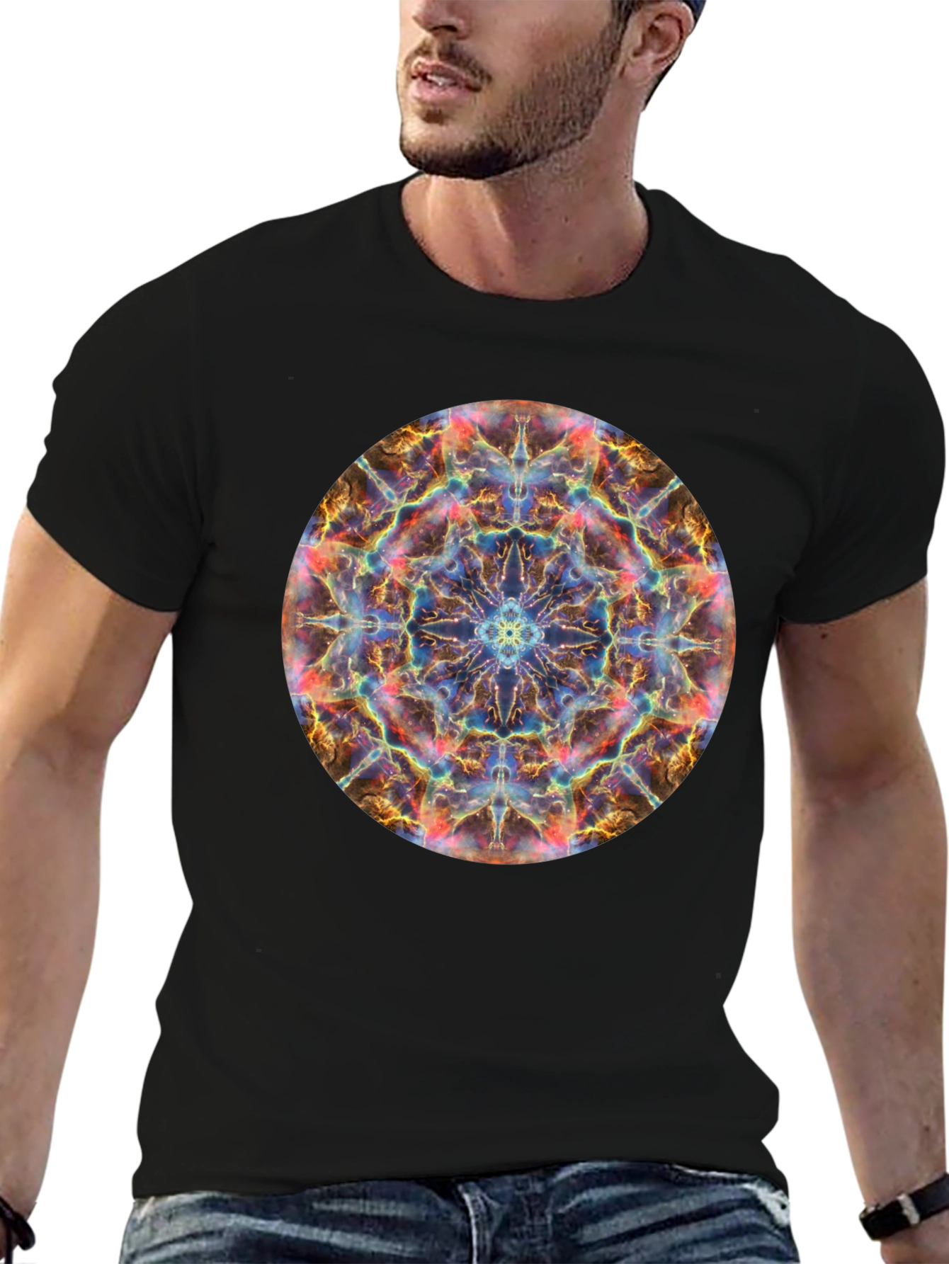 Nebula Mandala Graphic T-Shirt - Cosmic Design