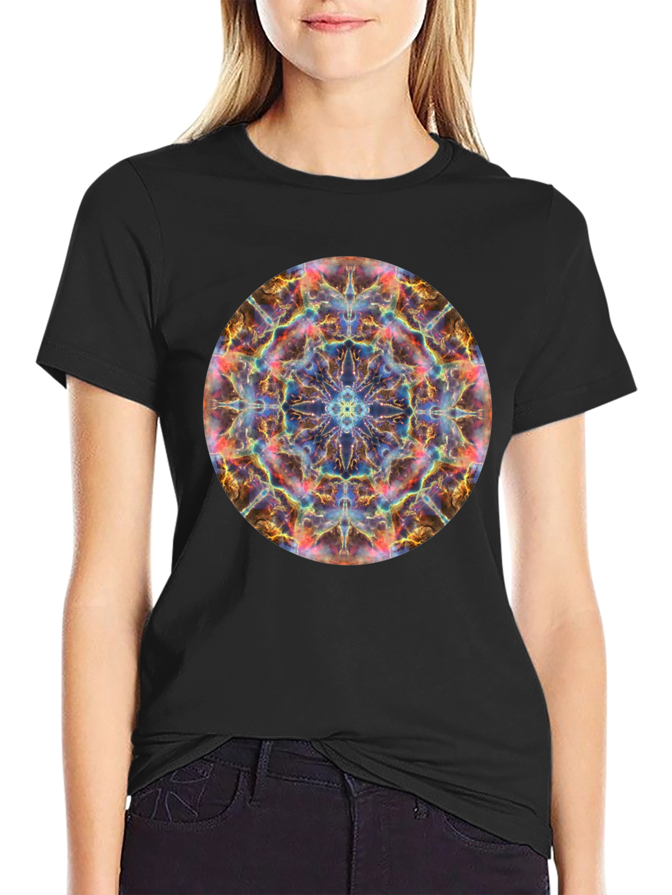 Nebula Mandala Graphic T-Shirt - Cosmic Design