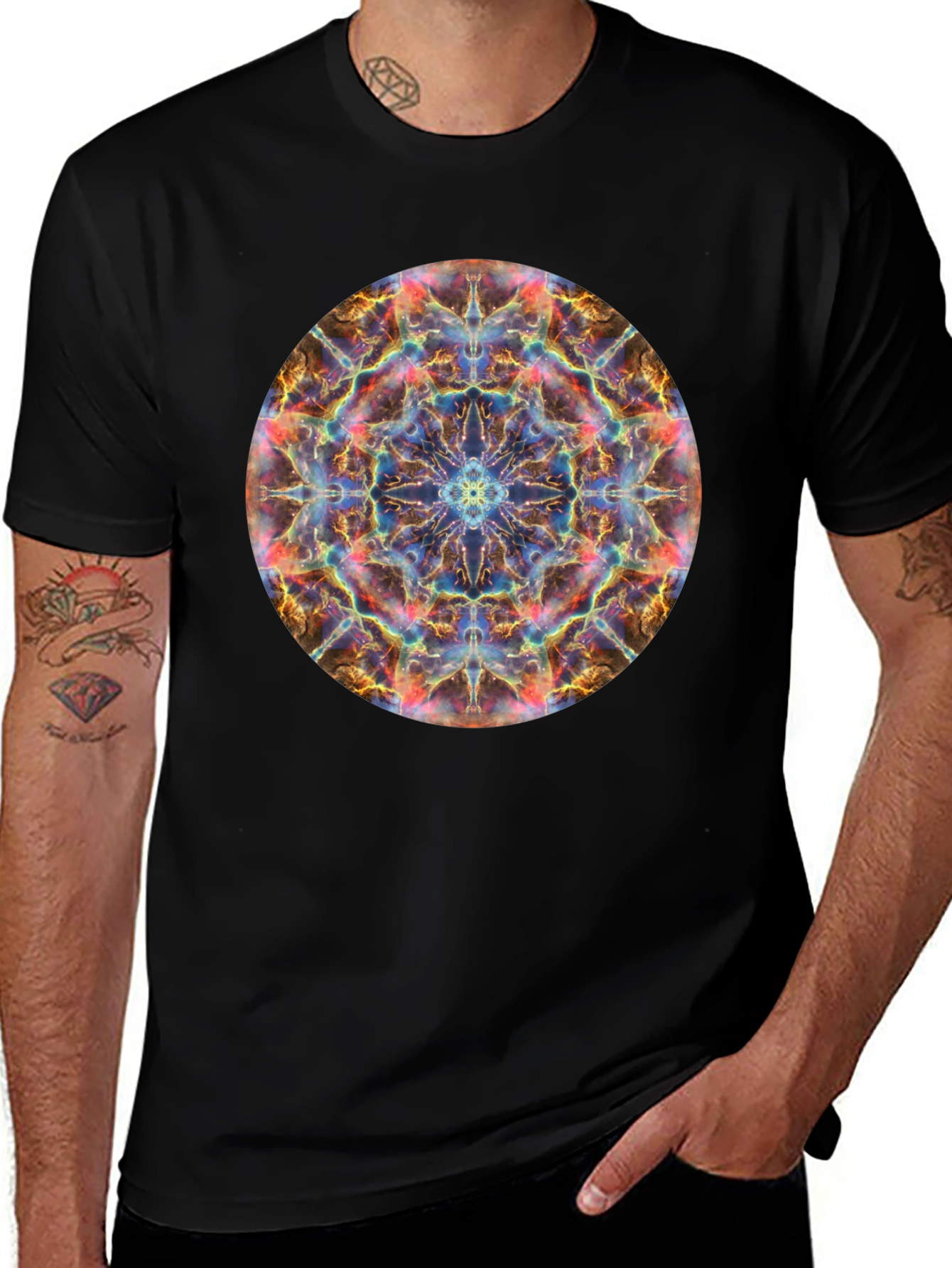 Nebula Mandala Graphic T-Shirt - Cosmic Design