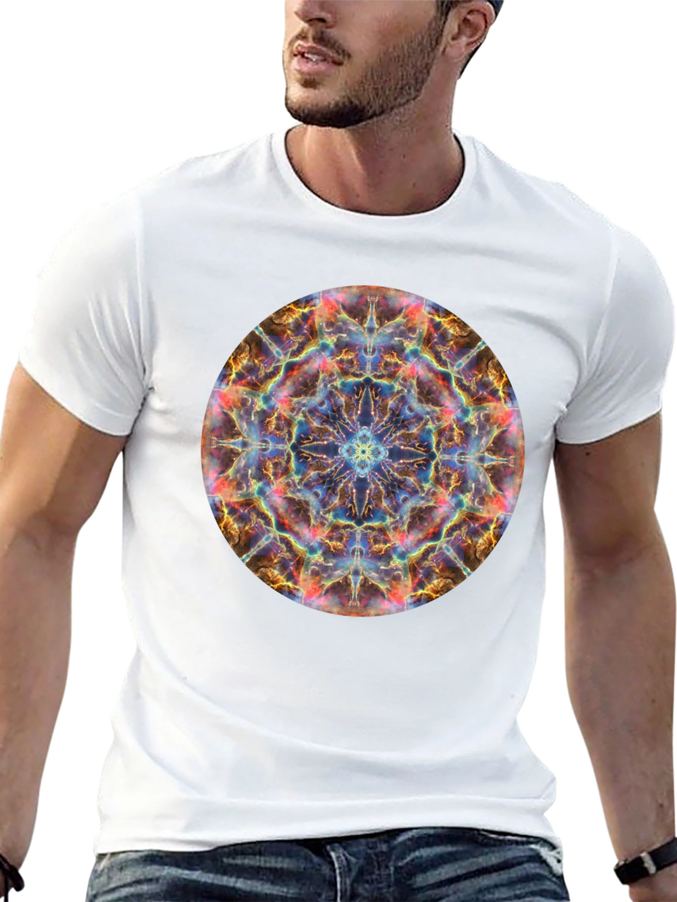 Nebula Mandala Graphic T-Shirt - Cosmic Design