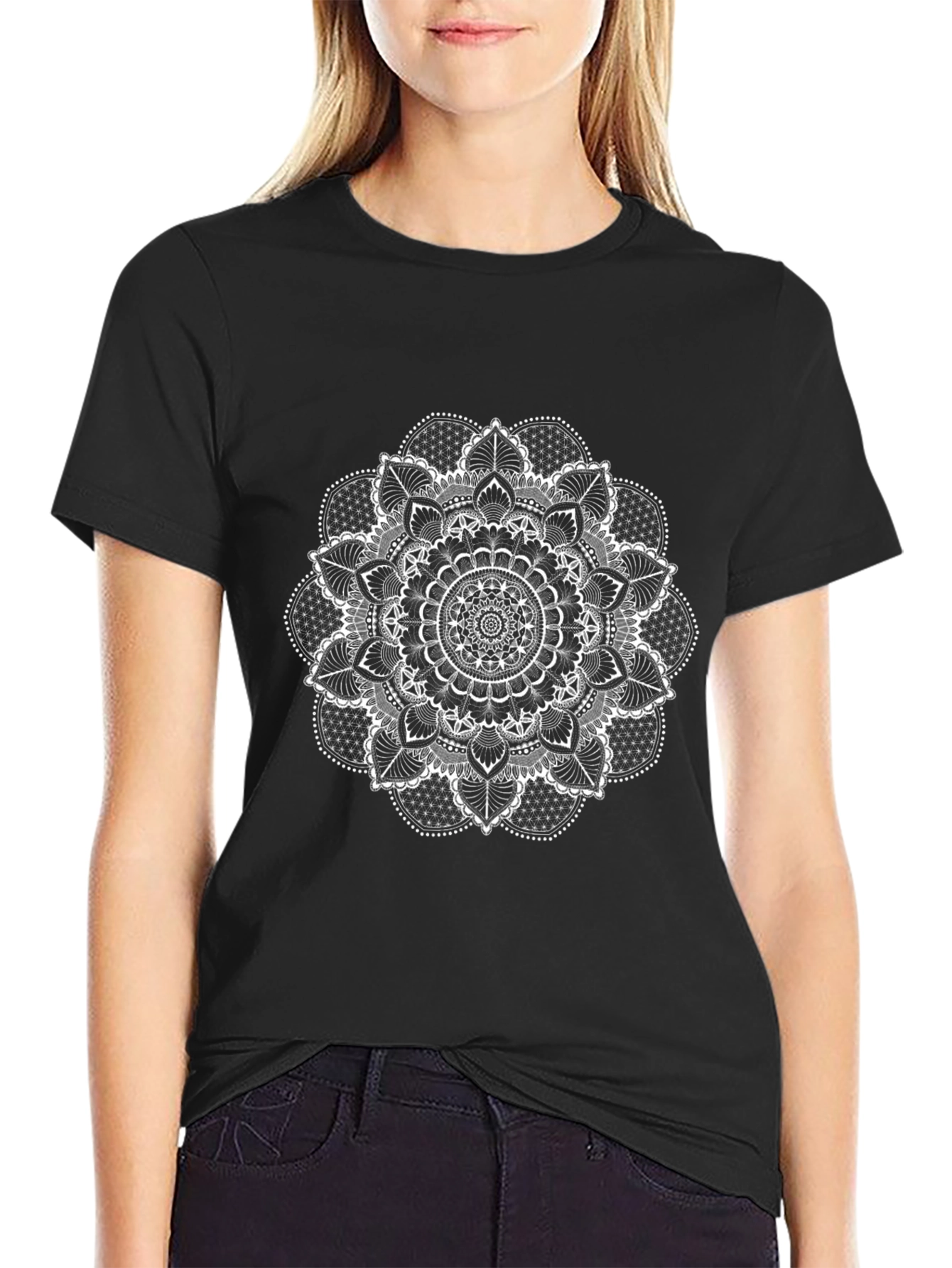 Mens Black Mandala Graphic Tee