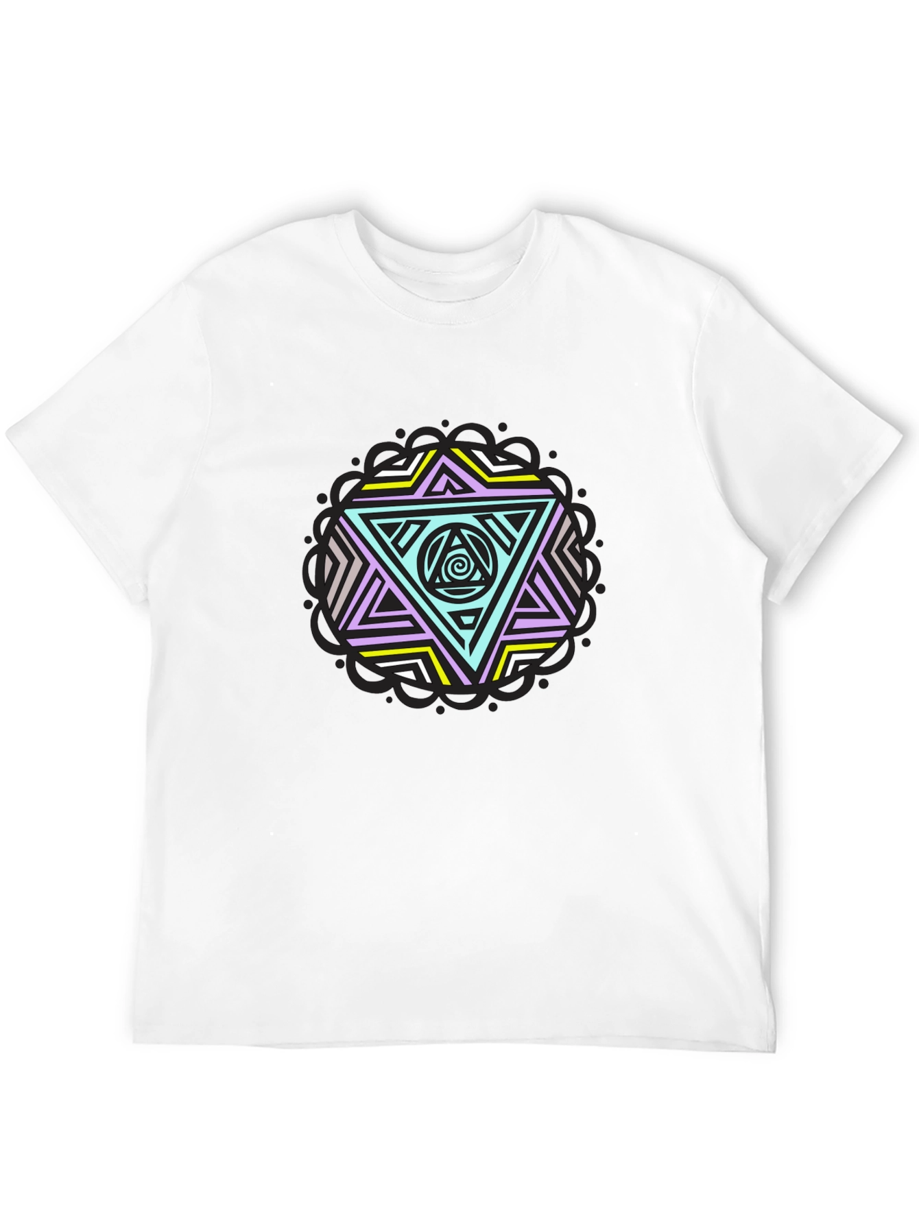 Geometric Triangle Graphic Tee - Black