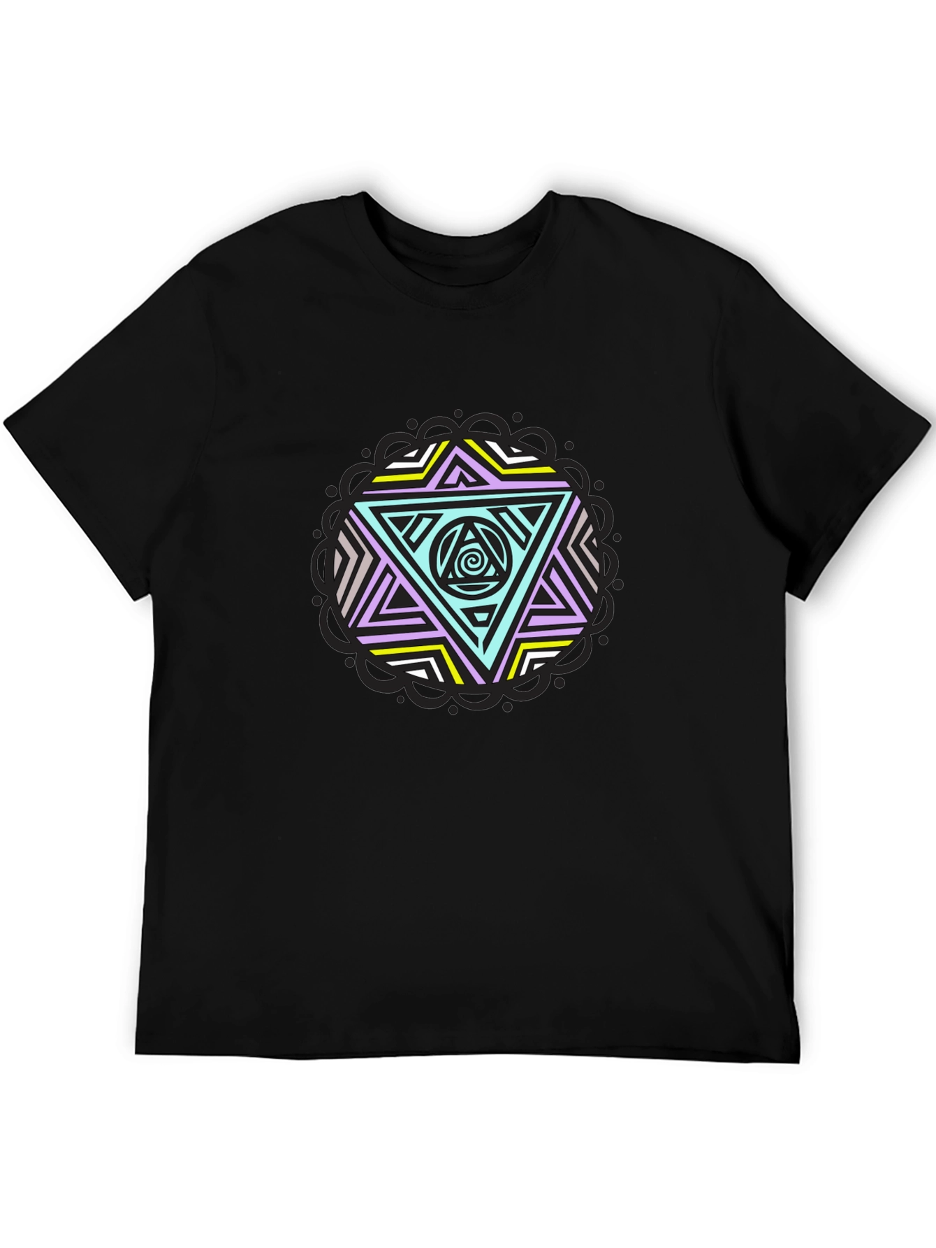 Geometric Triangle Graphic Tee - Black