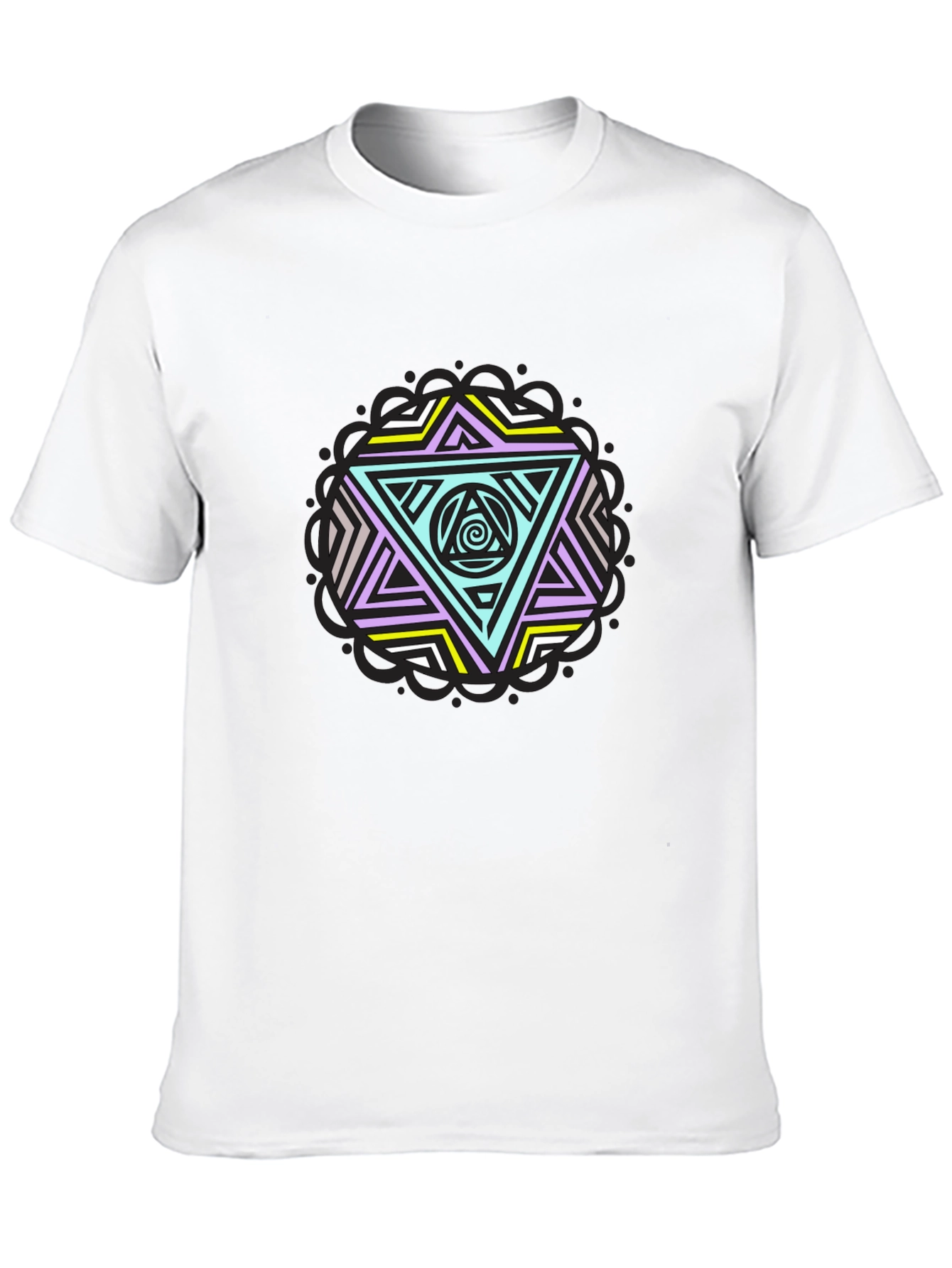 Geometric Triangle Graphic Tee - Black