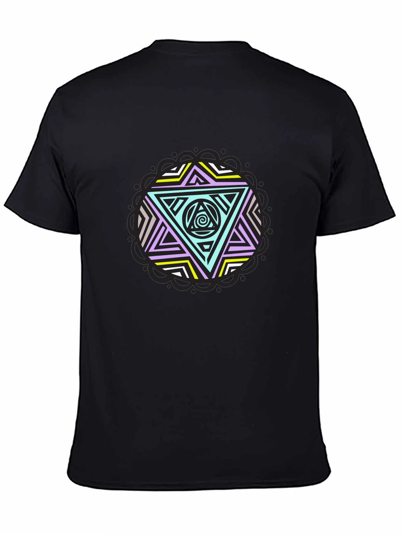 Geometric Triangle Graphic Tee - Black