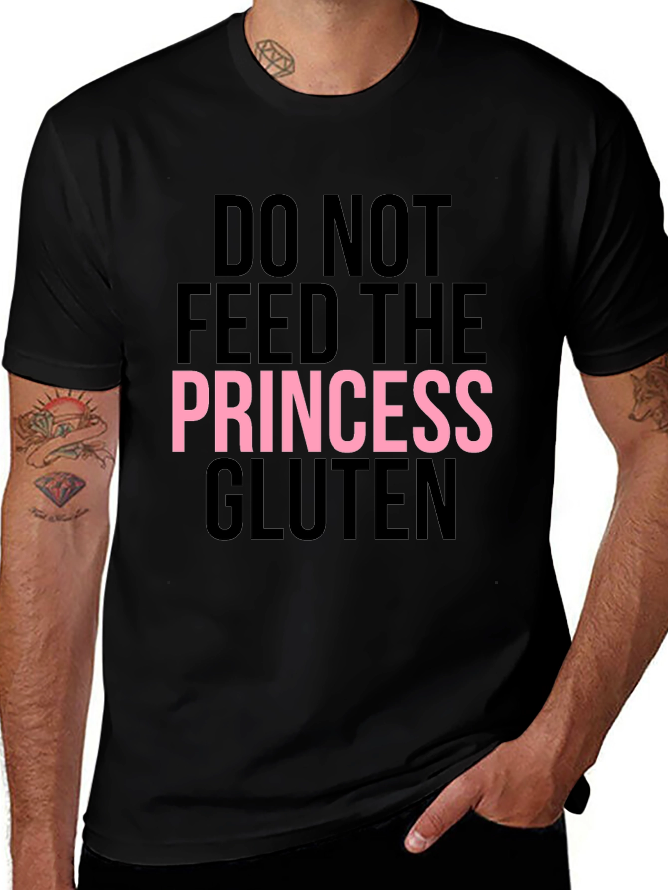 Do Not Feed The Princess Gluten Black T-Shirt