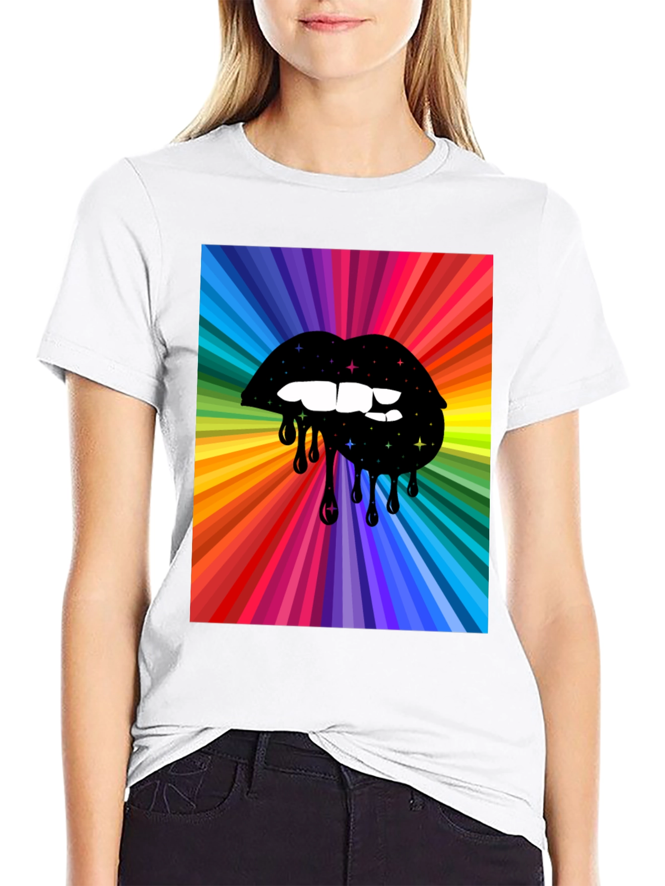 Rainbow Lips Graphic T-Shirt - Bold Design