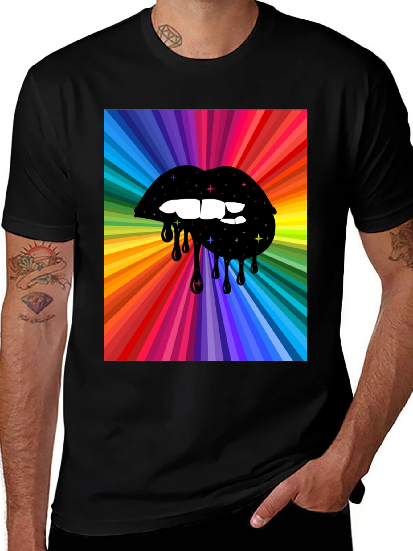 Rainbow Lips Graphic T-Shirt - Bold Design