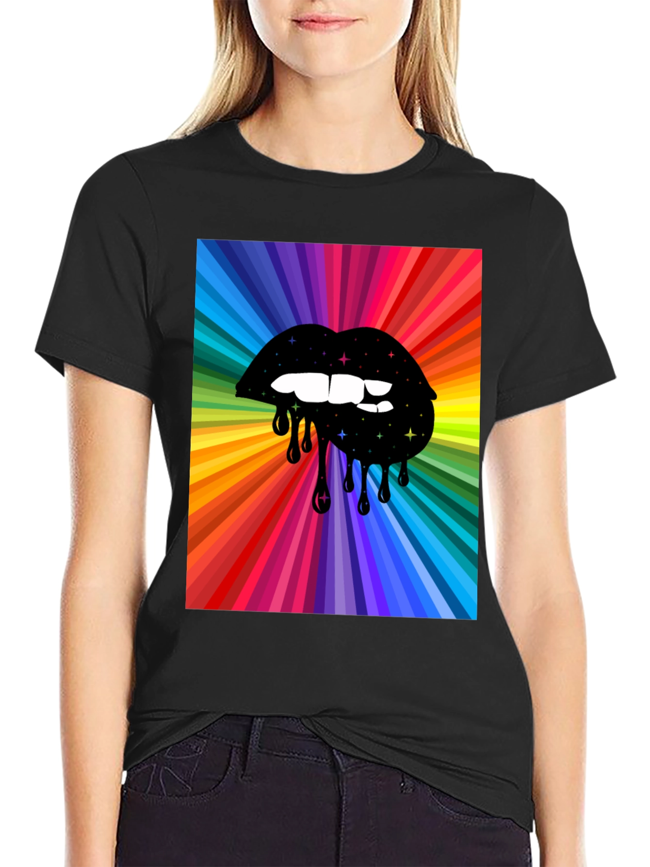 Rainbow Lips Graphic T-Shirt - Bold Design