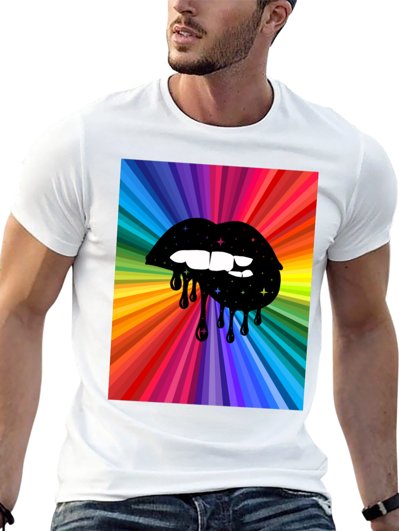 Rainbow Lips Graphic T-Shirt - Bold Design