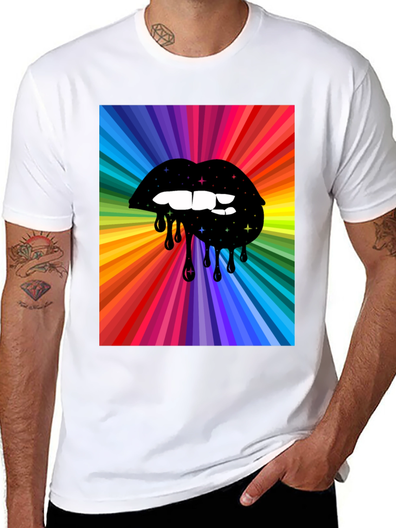 Rainbow Lips Graphic T-Shirt - Bold Design