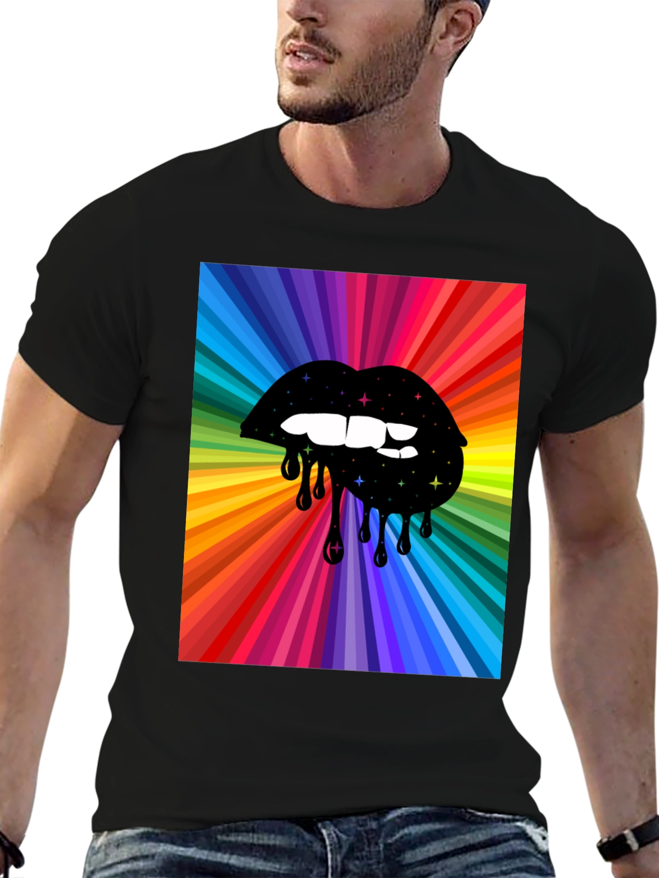 Rainbow Lips Graphic T-Shirt - Bold Design