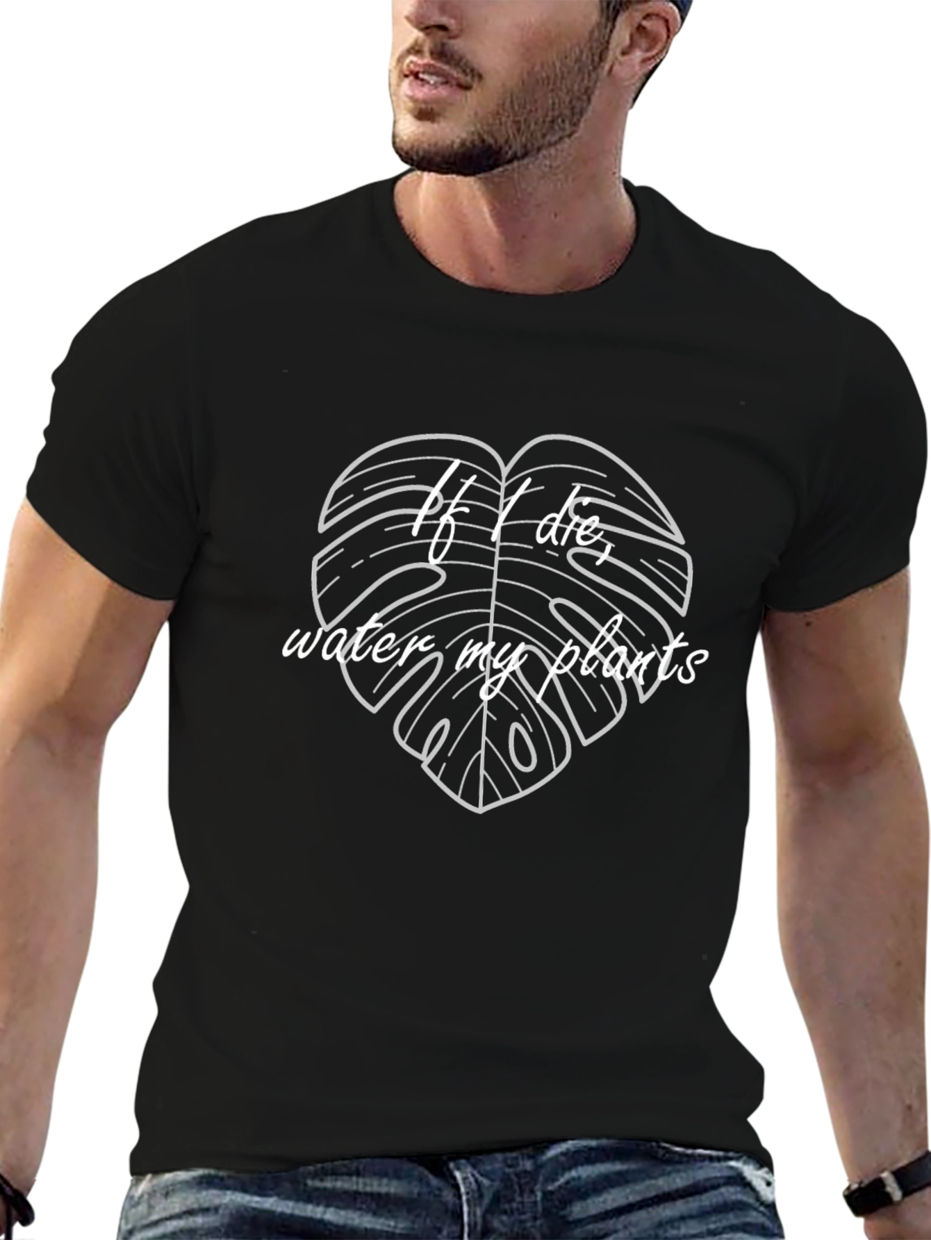 If I Die Water My Plants Black Graphic T-Shirt