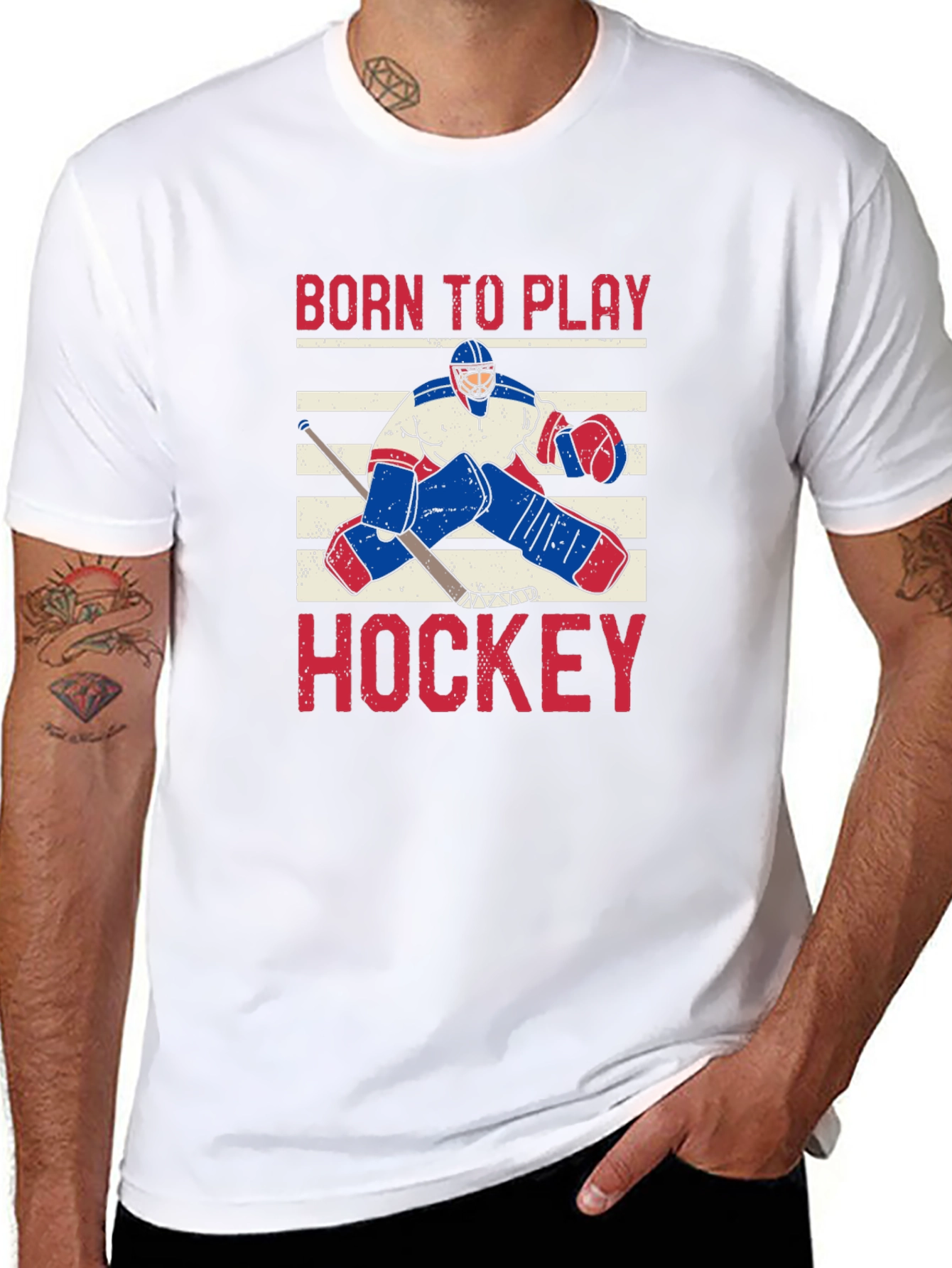 Born to Play Hockey Black Graphic T-Shirt