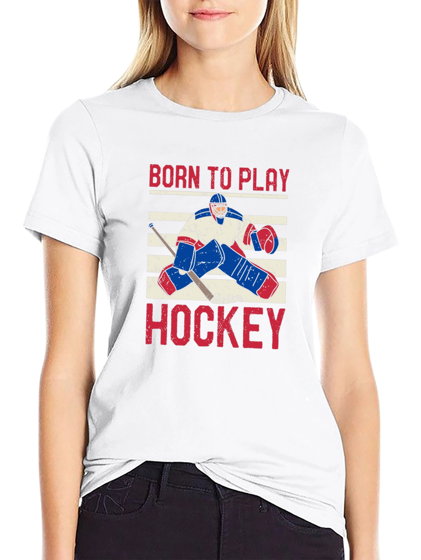 Born to Play Hockey Black Graphic T-Shirt