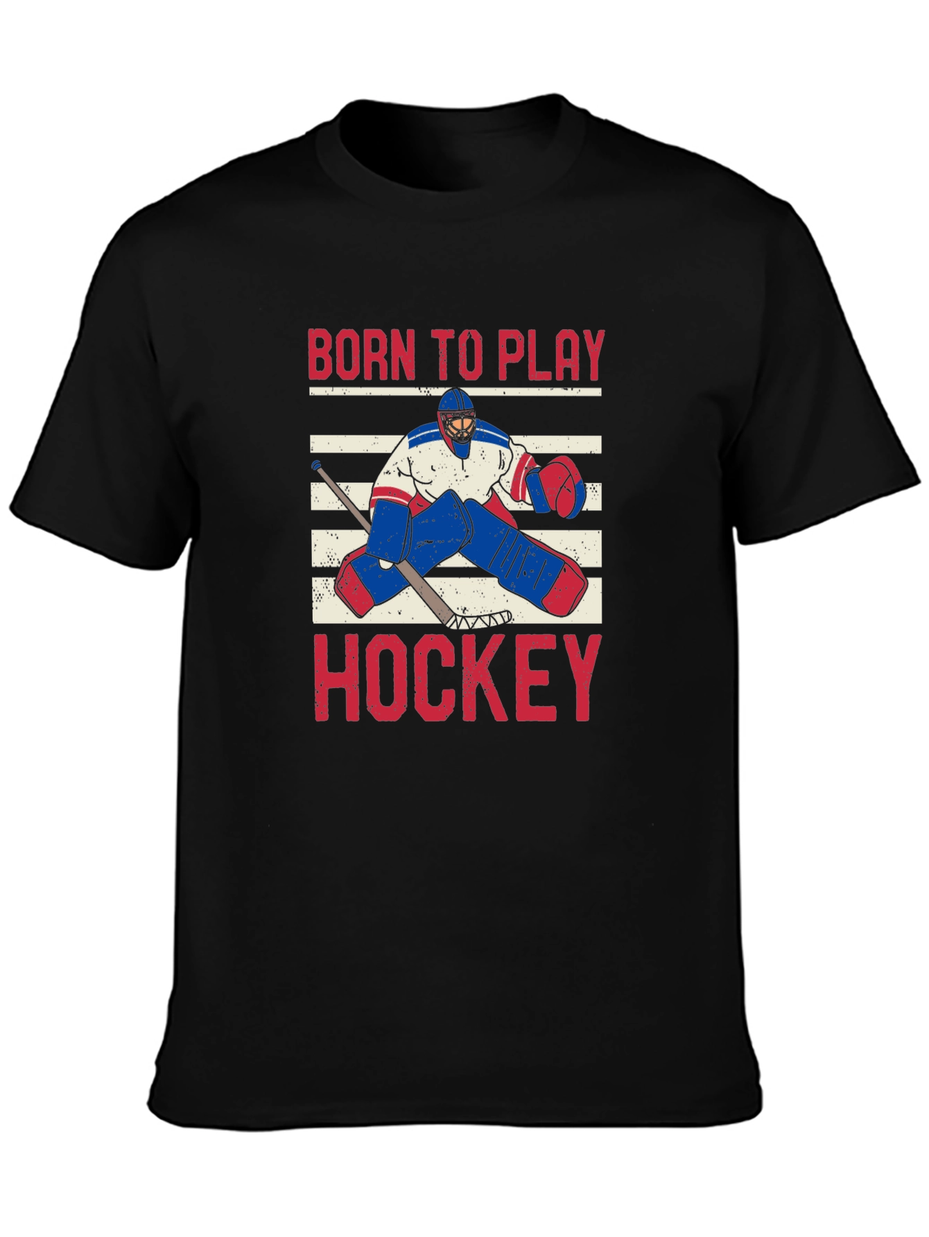 Born to Play Hockey Black Graphic T-Shirt
