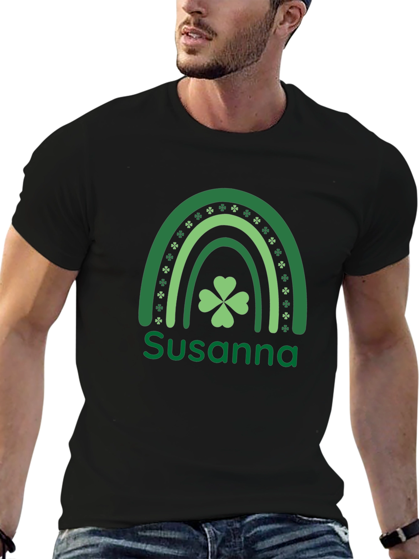 St. Patricks Day Susanna Clover Rainbow Tee